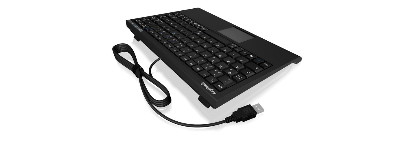 KeySonic ACK - 540U+ (UK) Mini - SoftSkin - Smart - Touchpad - USB - schwarz - Mini - Kabelgebunden - USB - Membran Key Switch - QWERTY - Schwarz - Tastatur