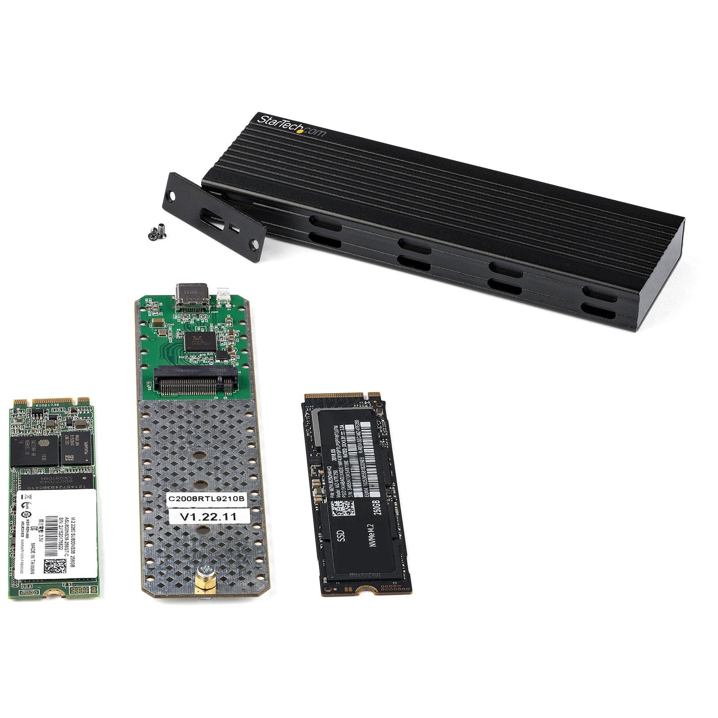 StarTech.com NVMe SSD Gehäuse - USB - C 10 Gbit/s auf M.2 NVMe oder M.2 SATA SSD - Externes M.2 PCIe/SATA NGFF SSD Aluminiumgehäuse - USB Type - C & USB - A Hostkabel - Unterstützt 2230/2242/2260/2280 - SSD - M.2 - M.2 - 10 Gbit/s - USB Anschlus - Gehäuse