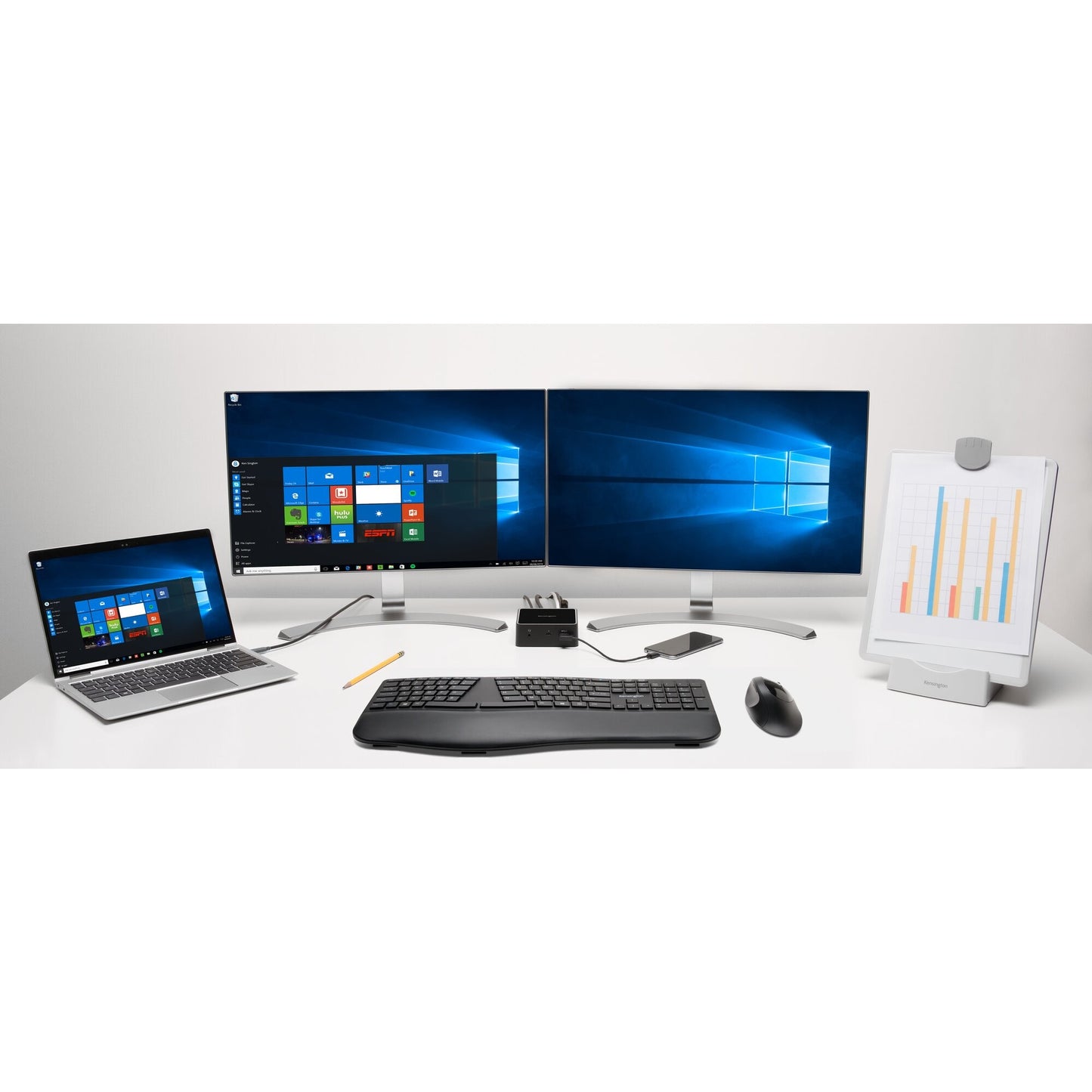 Kensington Pro Fit Ergo - kabellos (schwarz) - Volle Größe (100%) - Kabellos - Bluetooth - QWERTZ - Schwarz - Tastatur