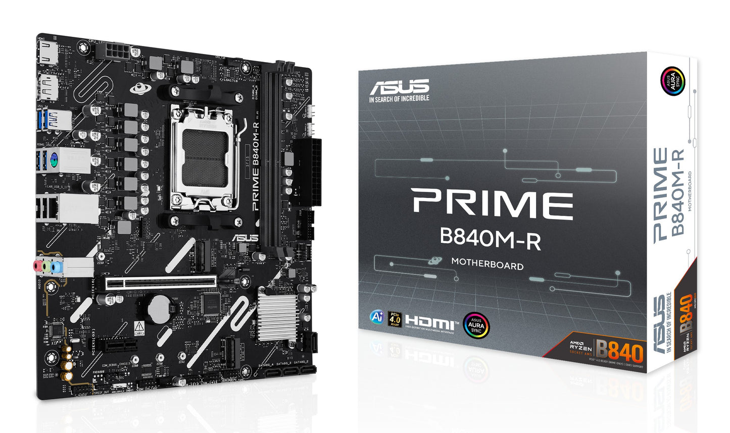 ASUS B840 AMD mATX motherboard 1xHDMI 1xDisplayPort 1xPCIe 4.0 2xM.2 - AMD Sockel AM5 (Ryzen Zen4) - Mainboard