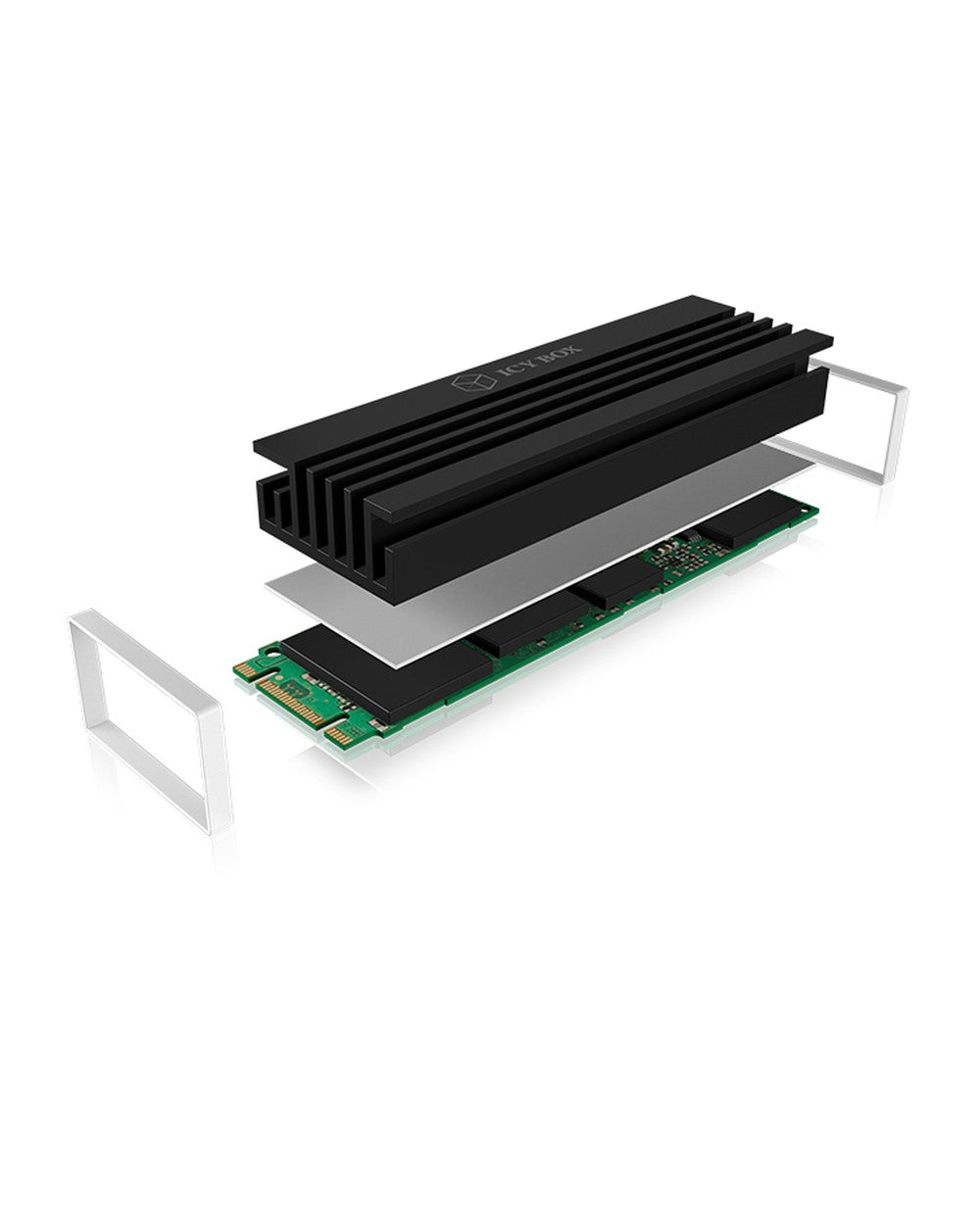 ICY BOX IB - M2HS - 70set für M.2 2280 SSD - Aluminium - 10 mm dick/Radiator - Schwarz - Kühler