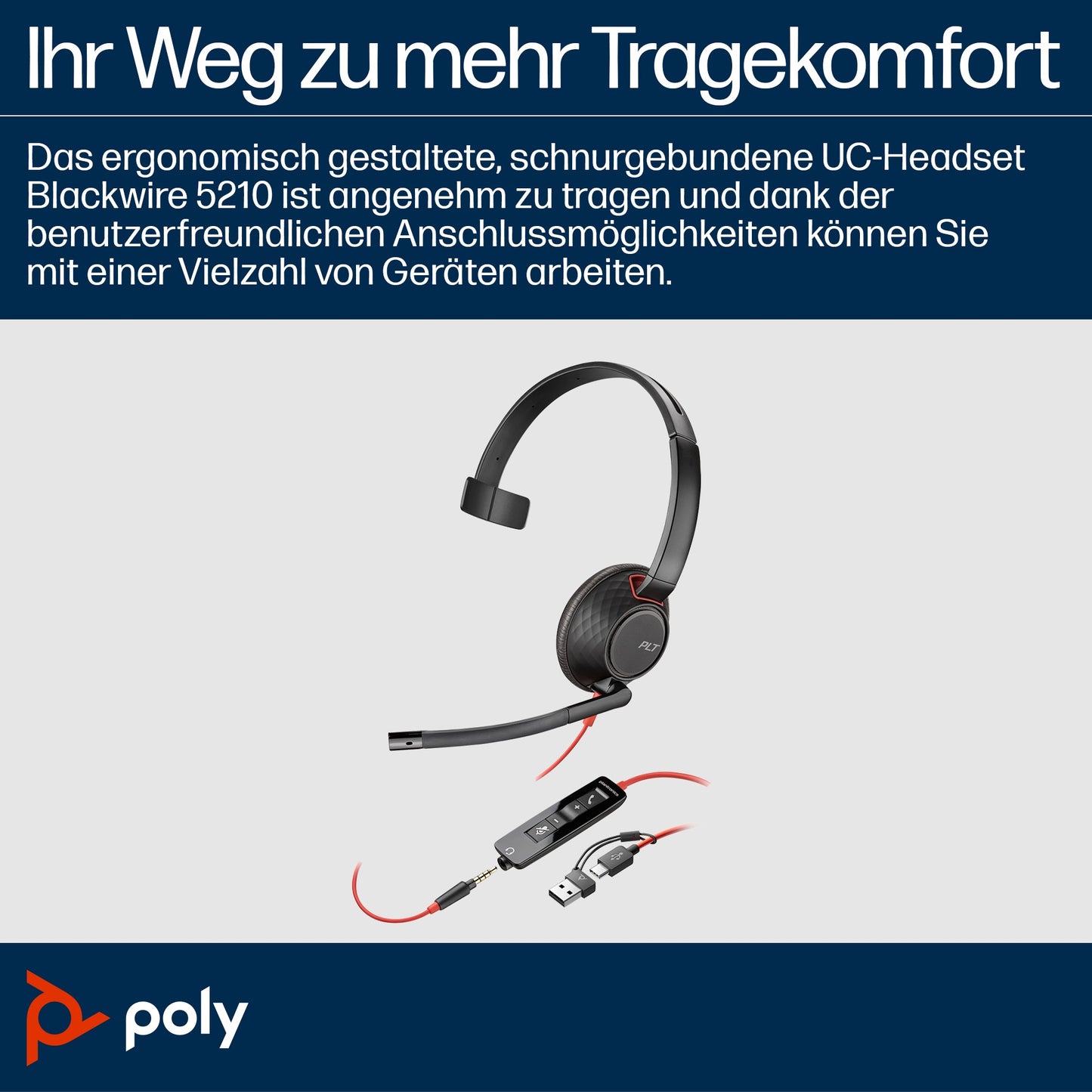 Poly Headset Blackwire 5210 USB - C - Mono - Headset