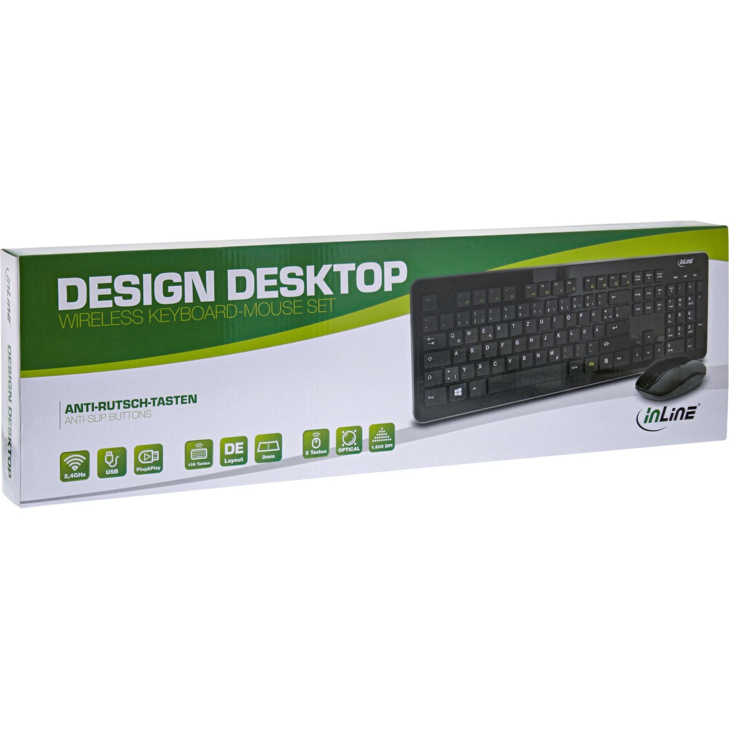 InLine Design Desktop - Tast. - Maus Set - USB 2,4GHz - max. 1600dpi - schwarz - Tastatur