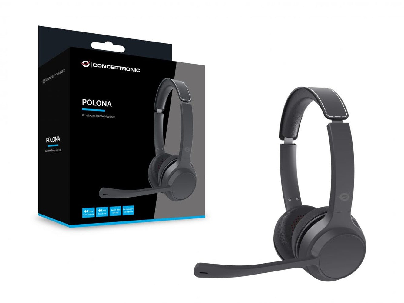Conceptronic POLONA04B Bluetooth - Stereo - Verkabelt & Kabellos - Anrufe/Musik - 170 g - Kopfhörer - Schwarz - Headset