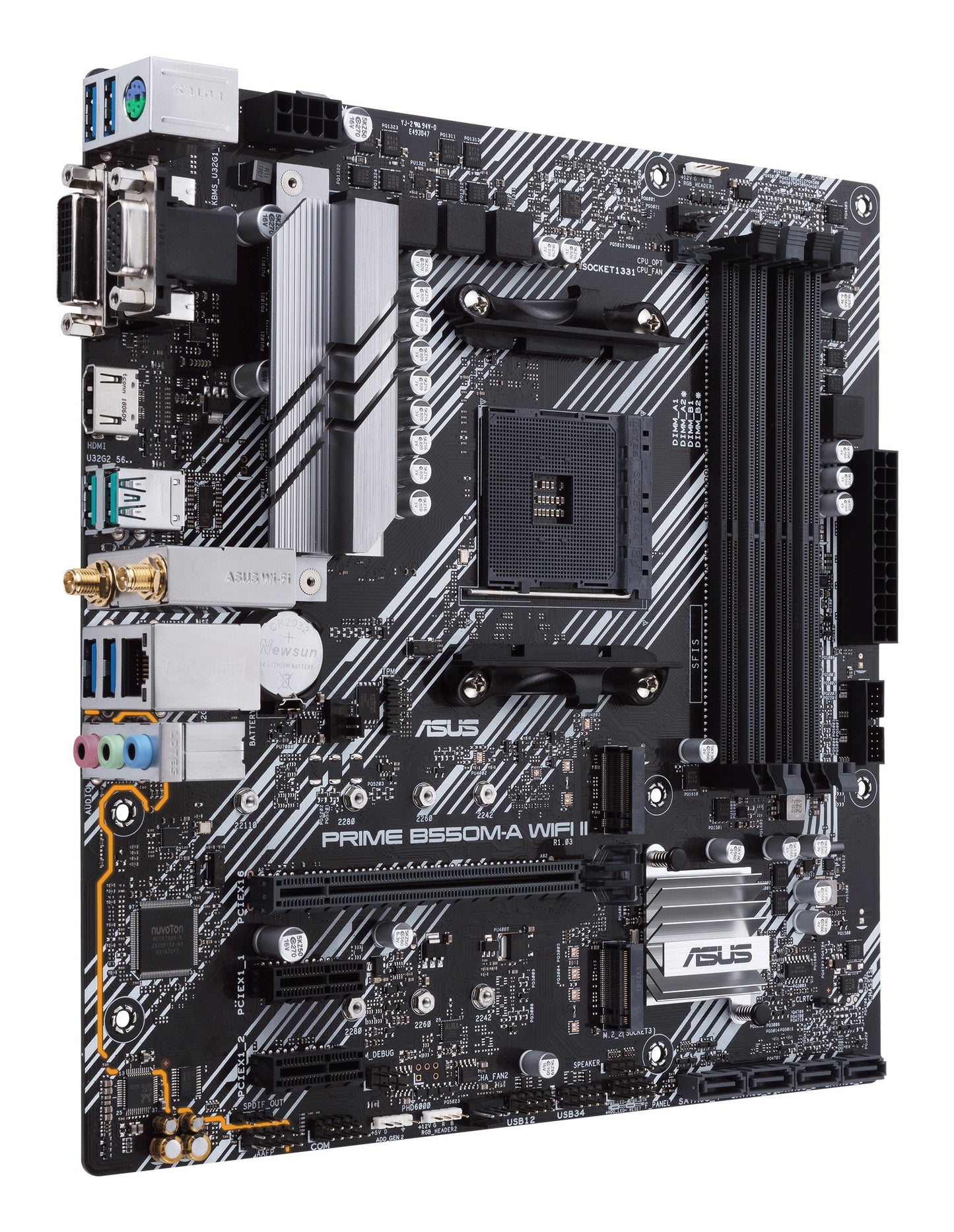 ASUS PRIME B550M - A WIFI II - AMD - Sockel AM4 - AMD Ryzen 3000 Series - AMD Ryzen 5000 Series - Sockel AM4 - DDR4 - SDRAM - 128 GB - Mainboard