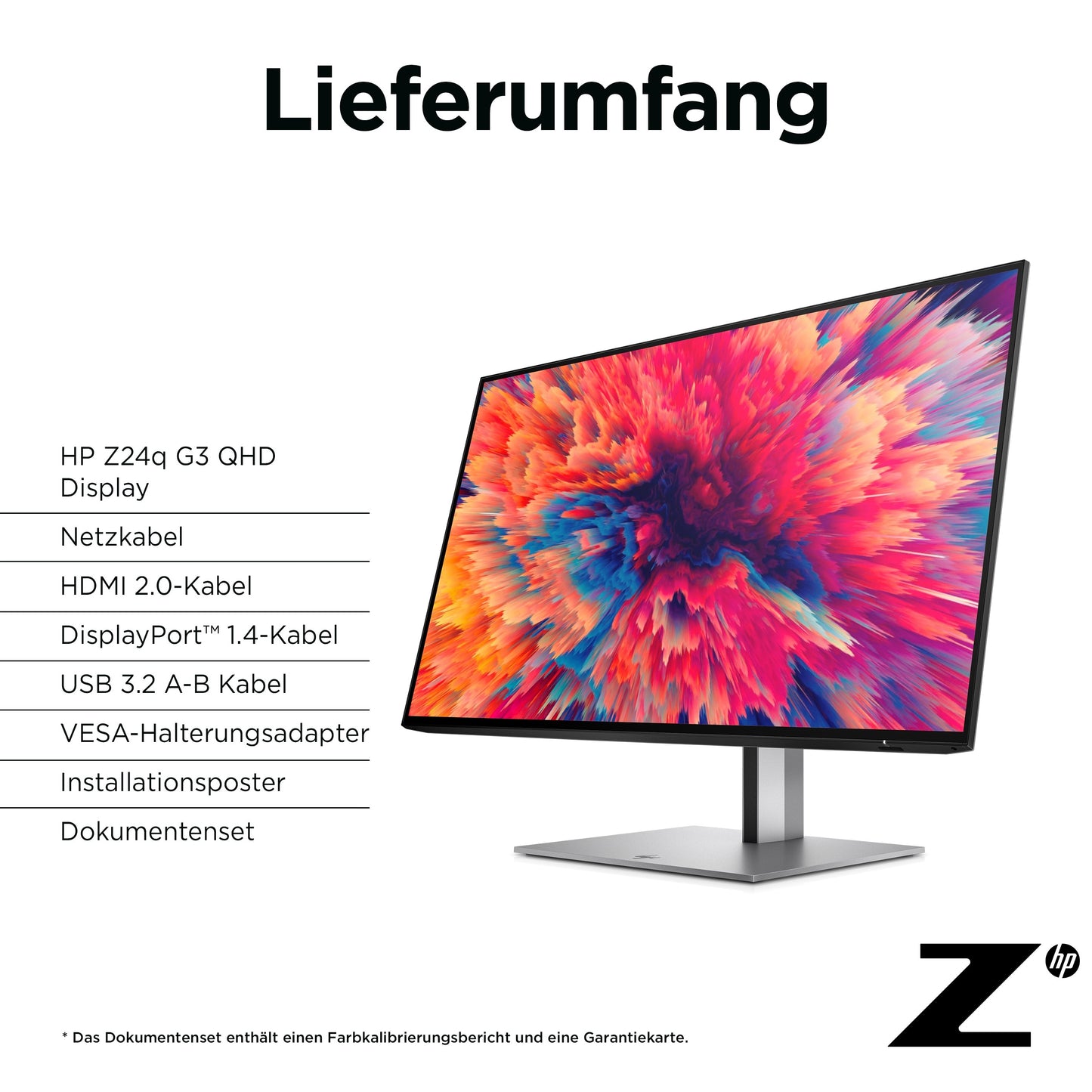 HP Z24q G3 QHD - Display - 60,5 cm (23.8") - 2560 x 1440 Pixel - Quad HD - LCD - 5 ms - Silber - Monitor