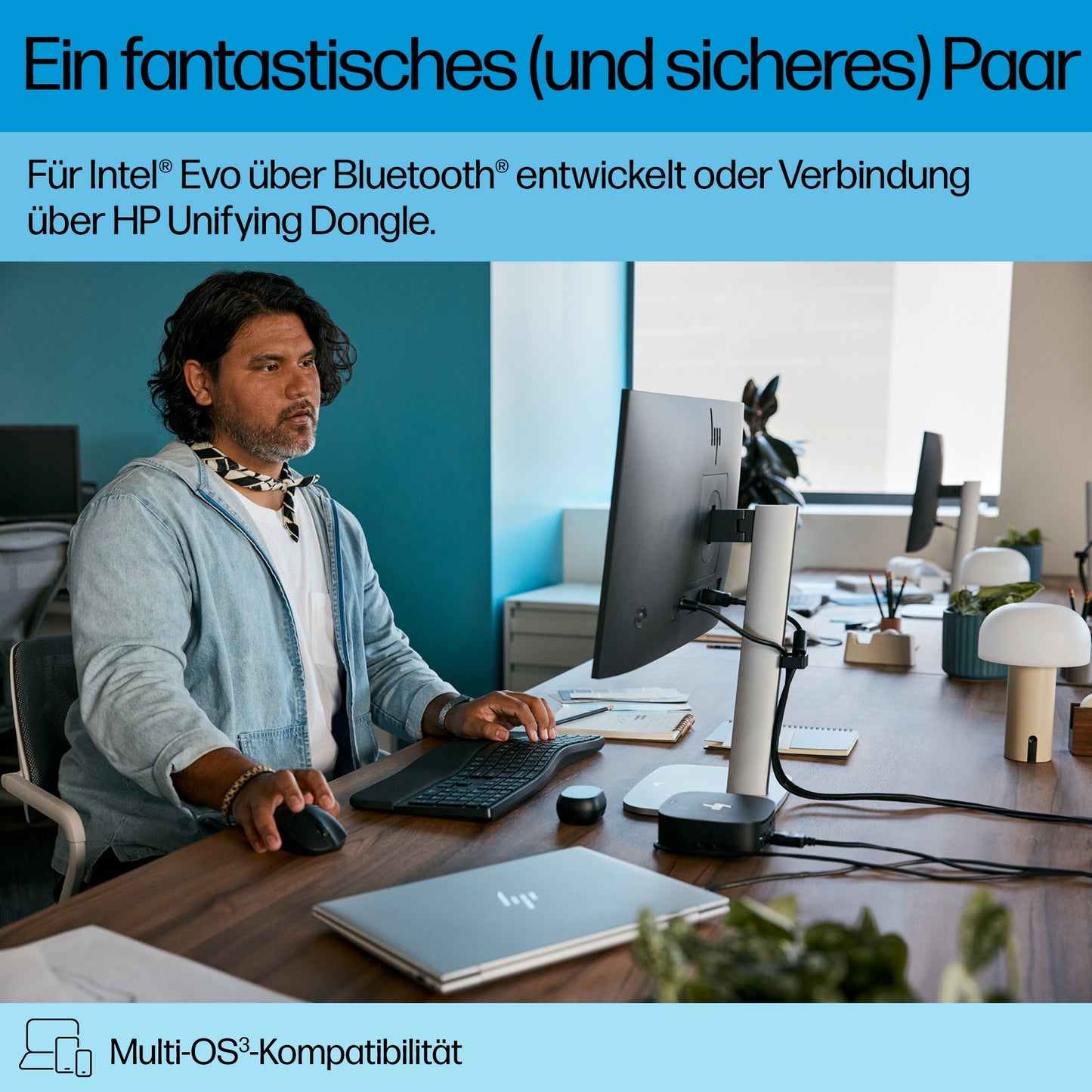 HP Tastatur 685 - und - Maus - Set Comfort Dual - Mode - QWERTZ - Tastatur