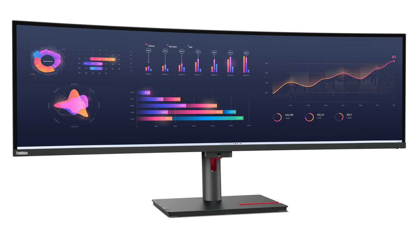 Lenovo ThinkVision P49w - 30 Monitor - 124,5 cm (49") - 5120 x 1440 Pixel - DQHD - LED - 6 ms - Schwarz - Monitor
