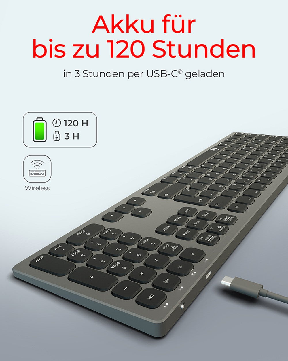 KeySonic KSK - 8023BTRF - volle Größe - Tastatur