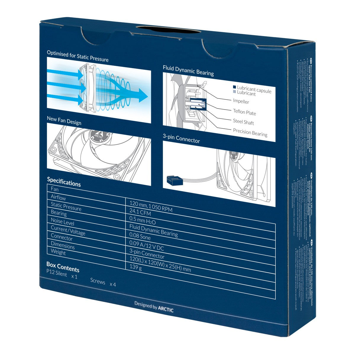 Arctic P12 Silent - Besonders leiser 120 mm Lüfter optimiert für statischen Druck - Ventilator - 12 cm - 1050 RPM - 0,08 Sone - 24,1 cfm - 40,95 m³/h - Kühler