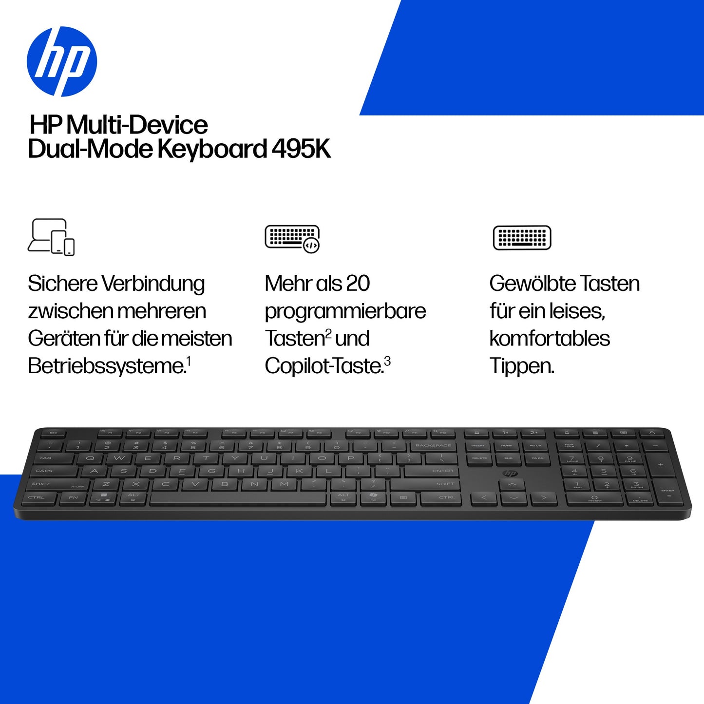 HP Multi - Device Dual - Mode Keyboard 495k - Bluetooth - Tastatur