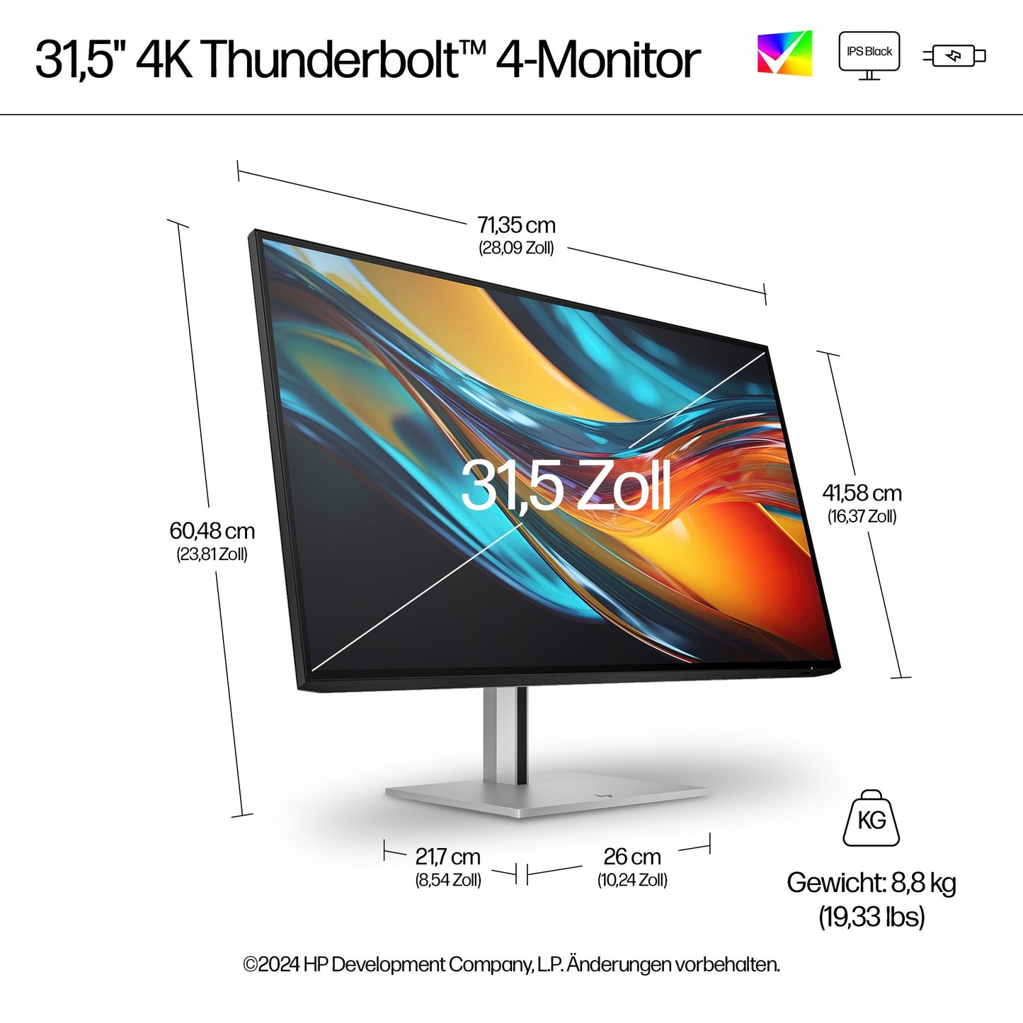 HP 7 Pro 732pk 32" 4K IPS Thunderbolt 4 Monitor - 80 cm - Monitor