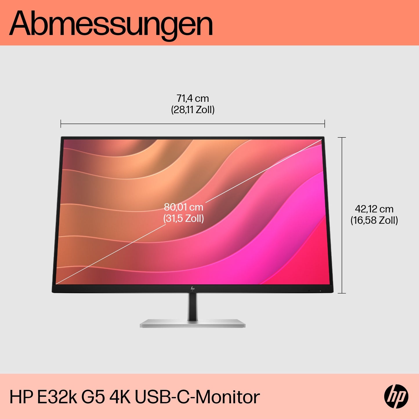 HP E32k G5 4K USB - C - 80 cm (31.5") - 3840 x 2160 Pixel - 4K Ultra HD - LCD - 5 ms - Schwarz - Monitor