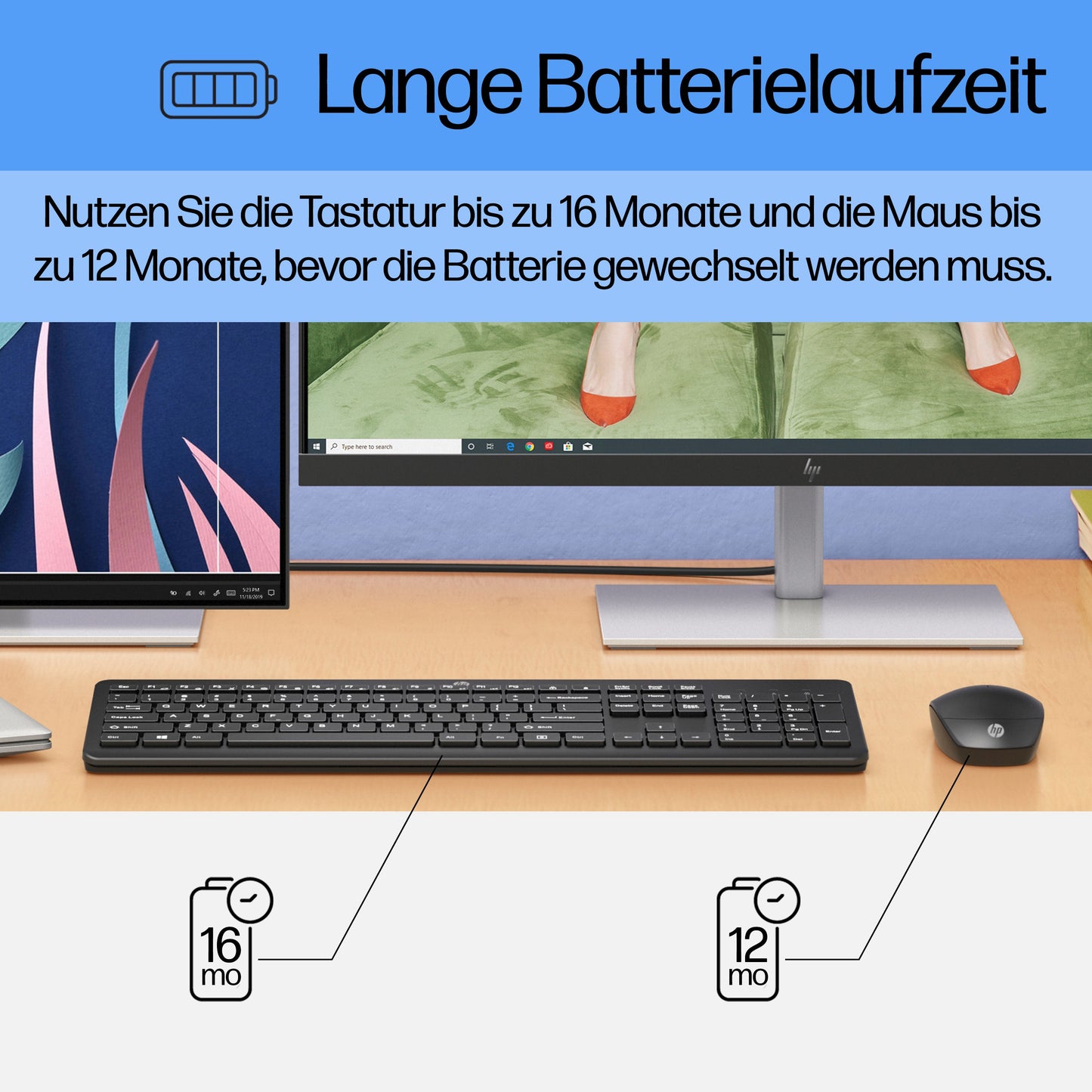 HP 230 - und - Maus - Set - kabellos - 1.600 dpi - Tastatur
