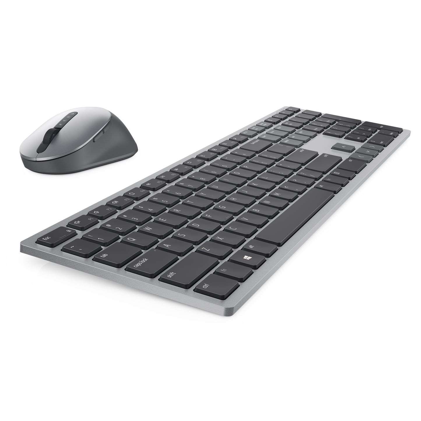 Dell Pro Plus und - Maus – KM7321W - US international (QWERTY) - Volle Größe (100%) - Kabellos - RF Wireless + Bluetooth - QWERTY - Grau - Titan - Maus enthalten - Tastatur