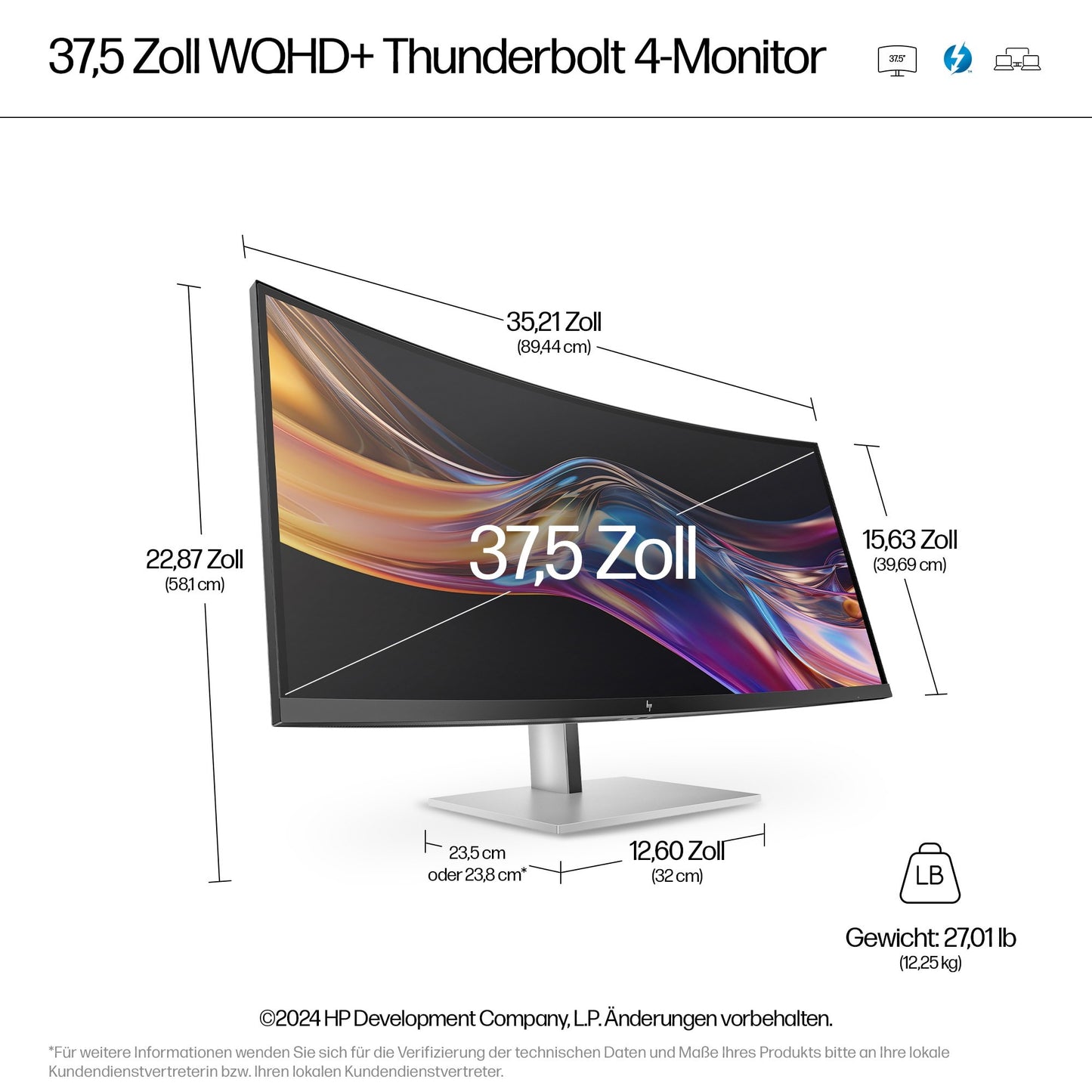 HP Serie 7 Pro 738pu WQHD+ Monitor - 95,2 cm - Monitor