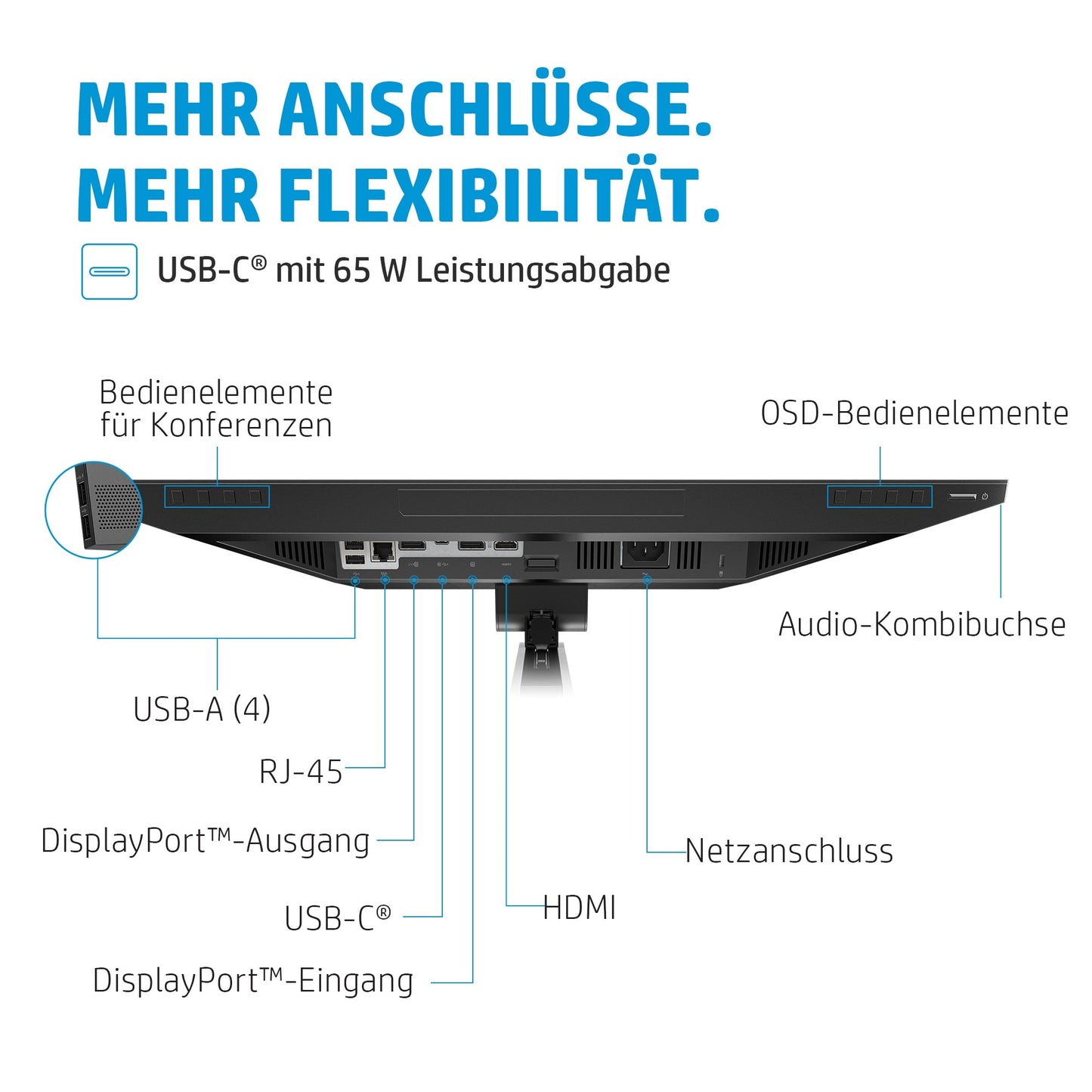 HP E24m G4 FHD USB - C Conferencing Monitor - 60,5 cm (23.8") - 1920 x 1080 Pixel - Full HD - LCD - 5 ms - Schwarz - Monitor