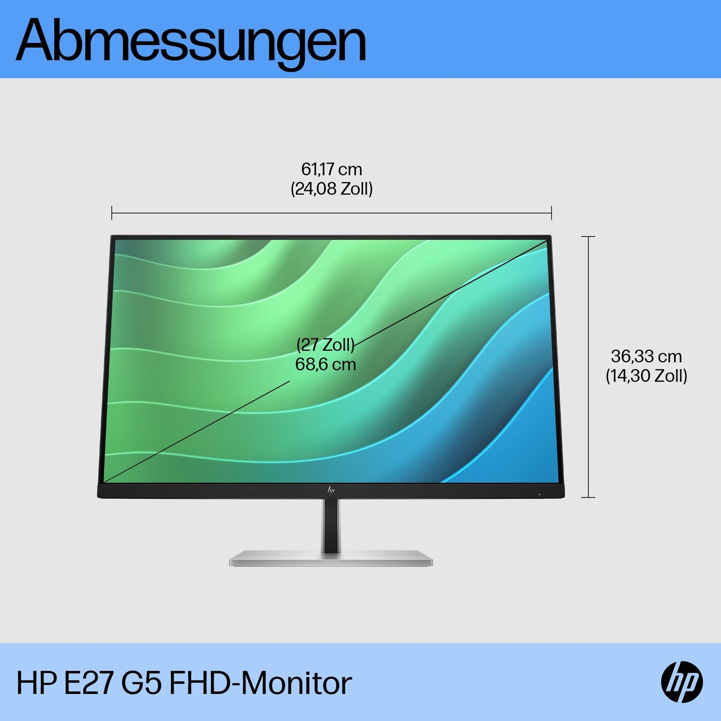 HP E27 G5 FHD Monitor - 68,6 cm (27") - 1920 x 1080 Pixel - Full HD - LCD - 5 ms - Schwarz - Monitor