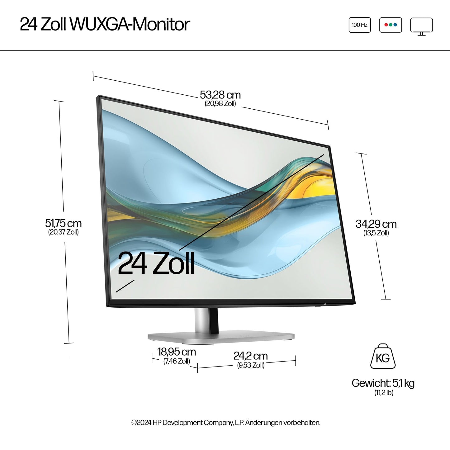 HP 524pn Series 5 Pro WUXGA - 24'' Monitor - 61 cm - Monitor