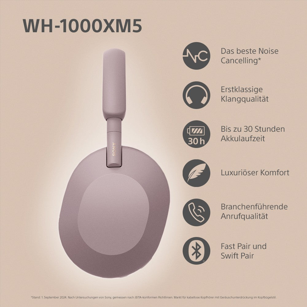 Sony WH - 1000XM5 mit Mikrofon - ohrumschließend - 40 KHz - Kopfhörer