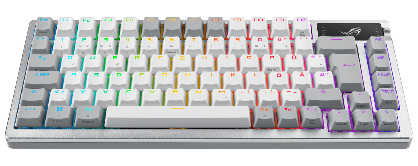 ASUS ROG Azoth White - Verkabelt & Kabellos - USB + RF Wireless + Bluetooth - Mechanischer Switch - QWERTZ - RGB - LED - Weiß - Tastatur