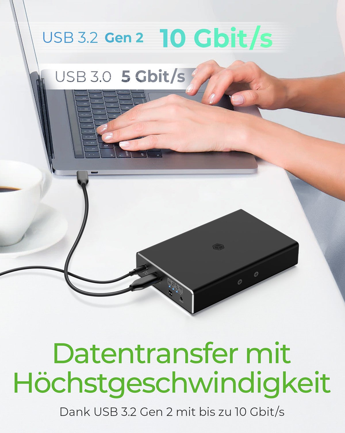 ICY BOX IB - RD2253 - C31 - Festplatten - Array - 2 Schächte SATA - 600 - HDD - Usb 3.2 Gen 2 - 2,5" - Gehäuse