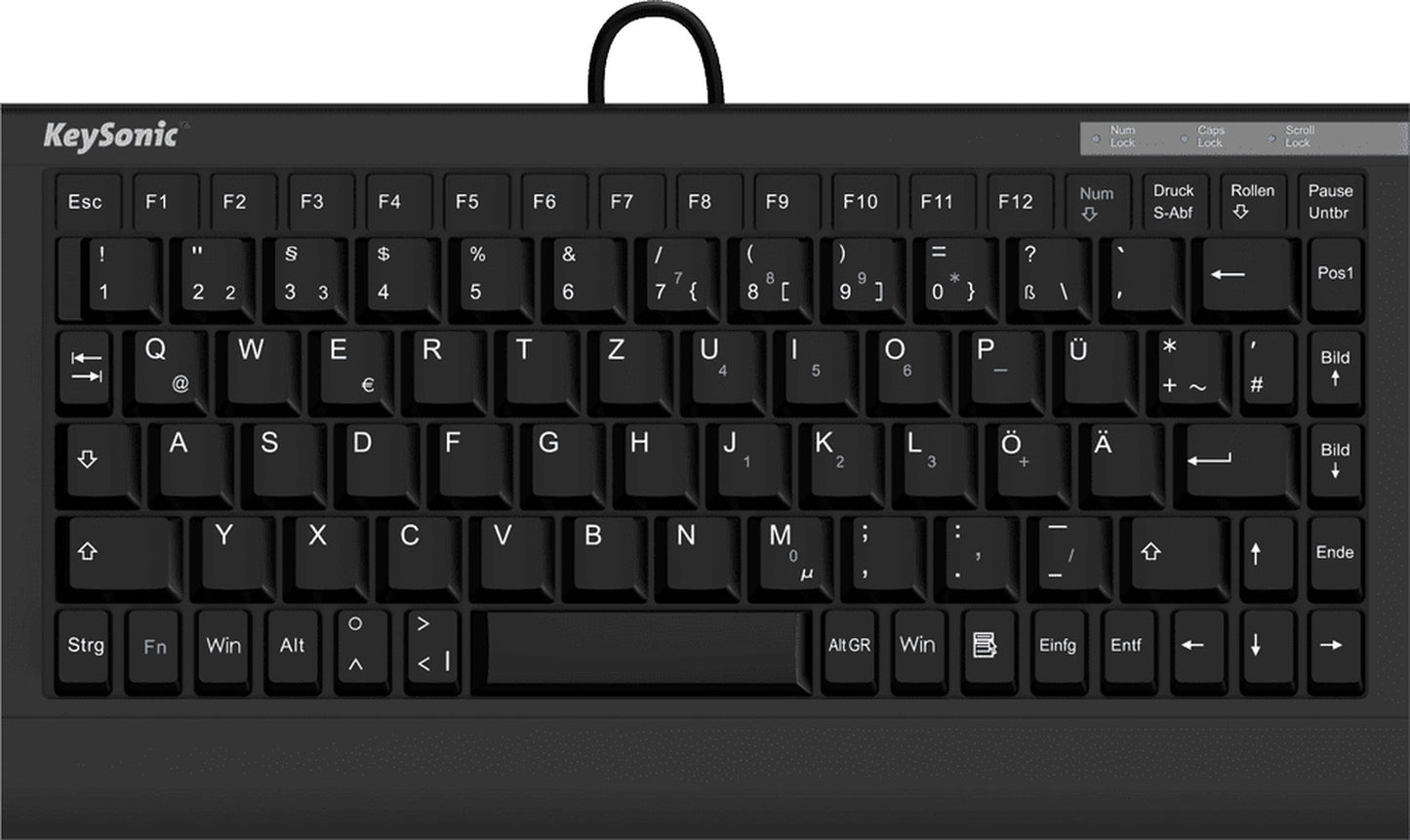 KeySonic ACK - 595C+ (US) Mini - SoftSkin - Combo - schwarz - Mini - Kabelgebunden - USB - Membran Key Switch - QWERTY - Schwarz - Tastatur