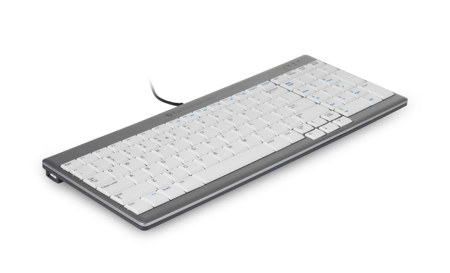 Bakker UltraBoard 960 Standard Compact - Mini - Kabelgebunden - USB - QWERTZ - Silber - Weiß - Tastatur