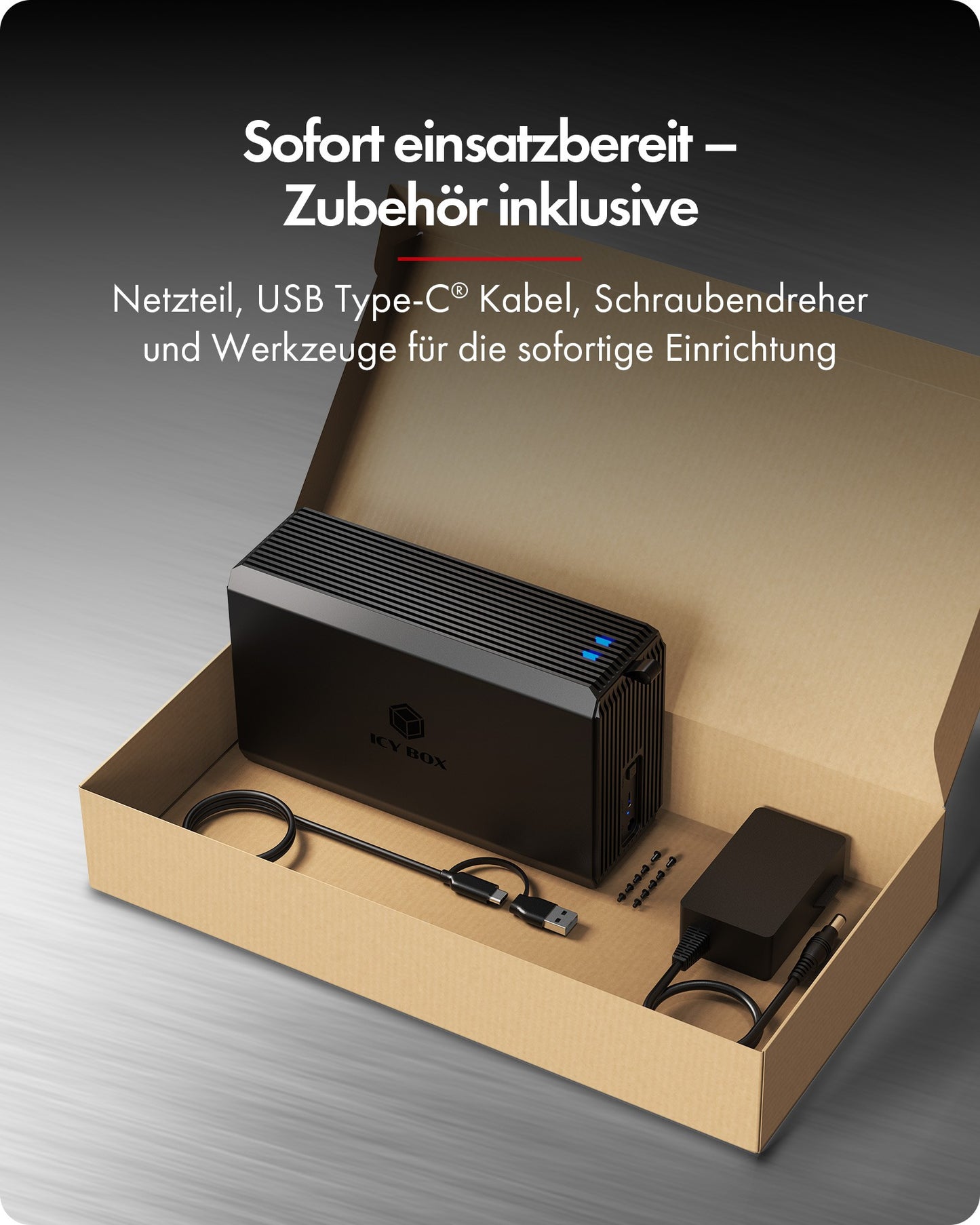 ICY BOX Raid System für 2 - Bay 2.5''/3.5'' SATA Hdd/Ssd - Laufwerks - 2.5" - 2,5" - Gehäuse