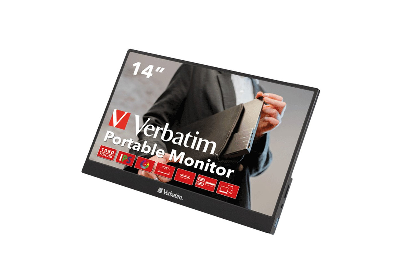 Verbatim 49590 - 35,6 cm (14") - 1920 x 1080 Pixel - Full HD - LCD - 6 ms - Schwarz - Monitor