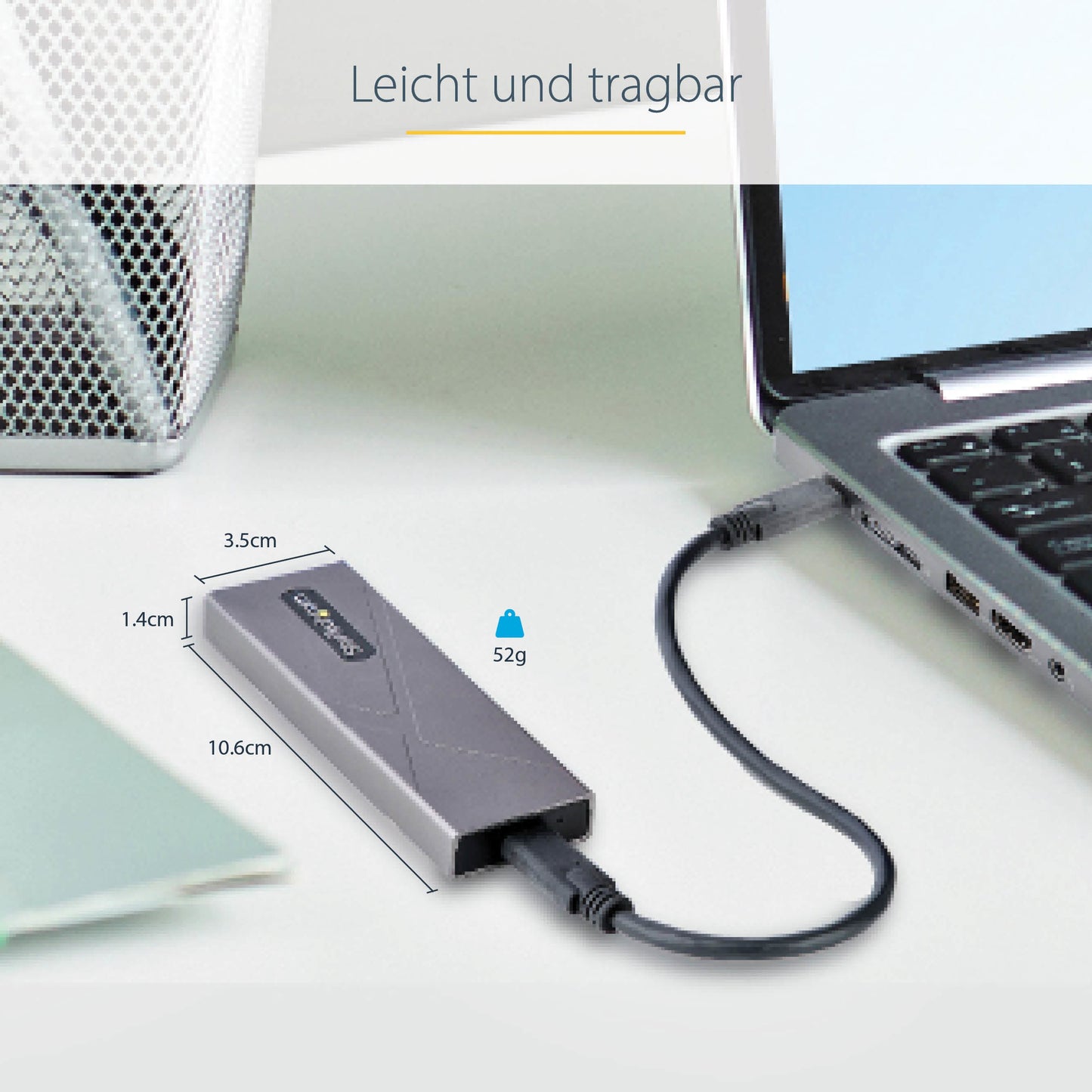StarTech.com USB - C M.2 Externes Gehäuse für NVMe und SATA M.2 - USB - C/USB - A auf M.2 NVMe/SATA SSD - 10Gbit/s - M/B+M key M.2 Laufwerke - 2230/2242/2260/2280 - Aluminiumgehäuse - werkzeuglos - USB - C und USB - A Kabel - SSD - M.2 - M.2 - 1 - Gehäuse
