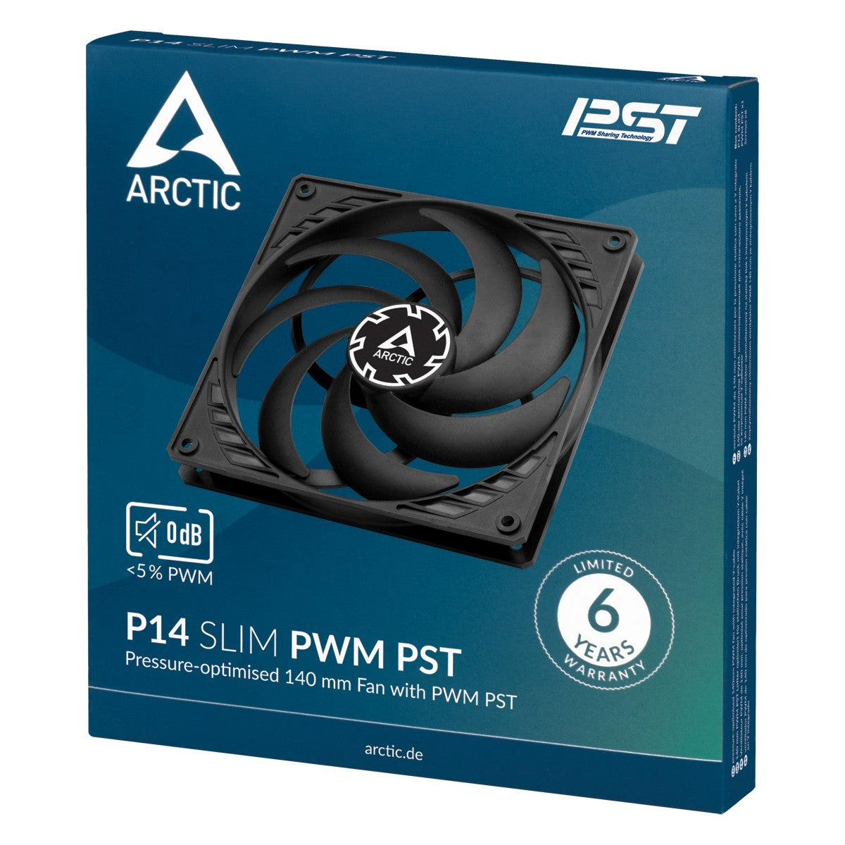 Arctic P14 Slim PWM PST 140 mm PWM Lüfter optimiert für statischen Druck mit integriertem Y - Kabel - Ventilator - 14 cm - 1800 RPM - 0,3 Sone - 52 cfm - 88,35 m³/h - Kühler