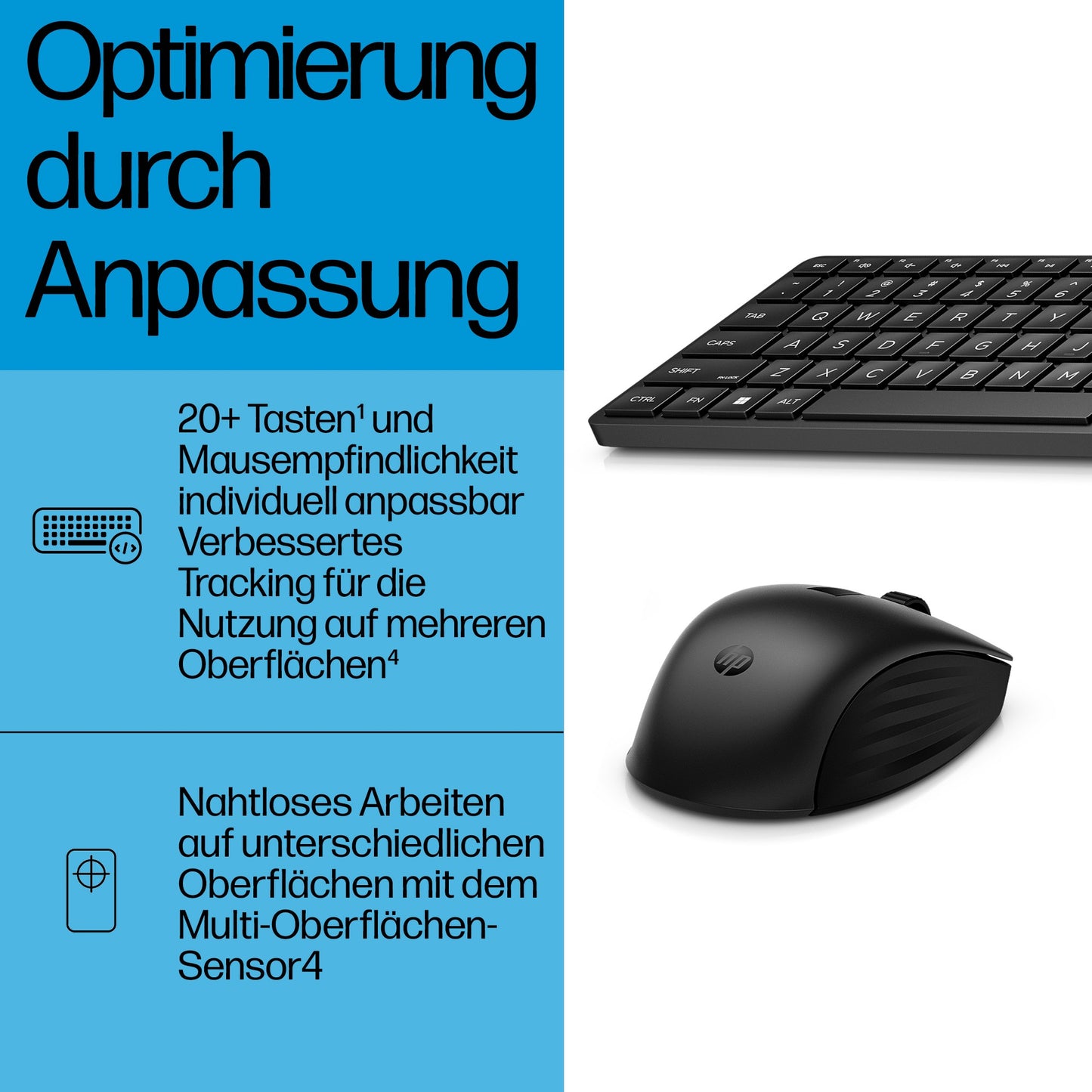 HP 655 Kabellose Tastatur - und Maus - Set - 20 Tasten - Tastatur