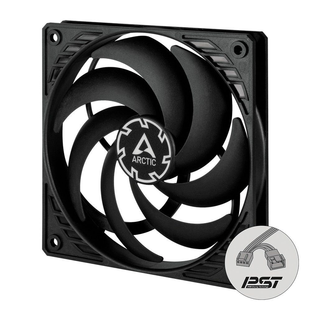 Arctic P12 Slim PWM PST 120 mm PWM Lüfter optimiert für statischen Druck mit integriertem Y - Kabel - Ventilator - 12 cm - 2100 RPM - 0,3 Sone - 41,1 cfm - 71,53 m³/h - Kühler