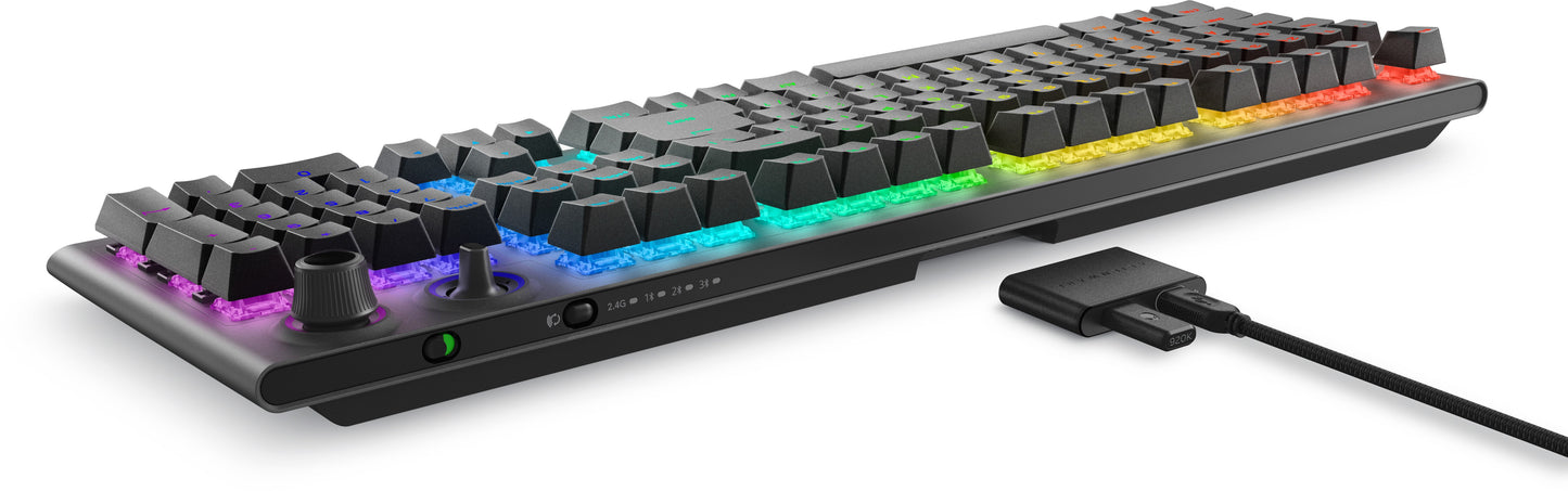 Alienware Tri - Mode AW920K - Volle Größe (100%) - Verkabelt & Kabellos - USB + RF Wireless + Bluetooth - Mechanischer Switch - RGB - LED - Grau - Tastatur