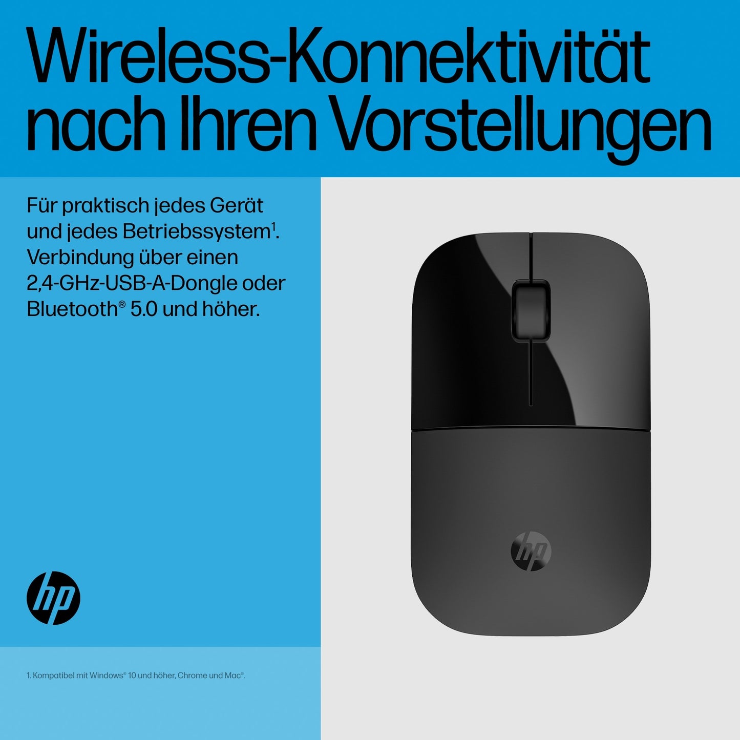 HP Z3700 Dual (schwarz) - Beidhändig - RF Wireless - 1600 DPI - Schwarz - Maus