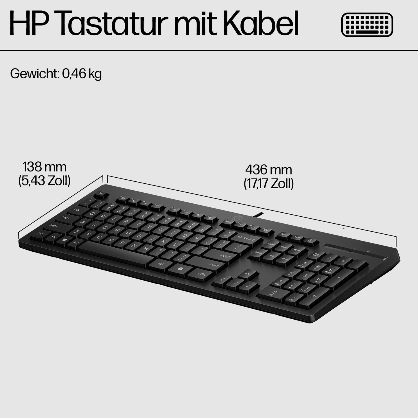 HP 125 G2 - 100% - full size - USB - Tastatur