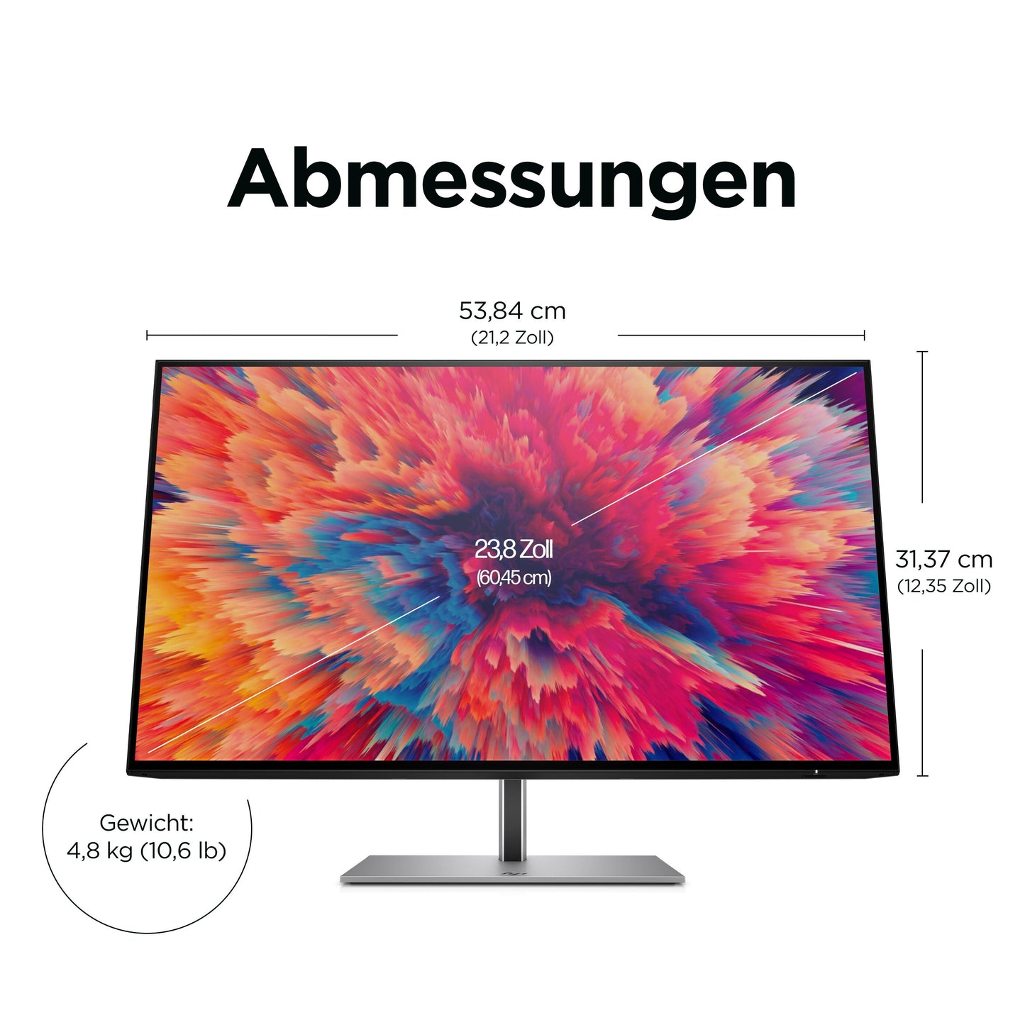 HP Z24q G3 QHD - Display - 60,5 cm (23.8") - 2560 x 1440 Pixel - Quad HD - LCD - 5 ms - Silber - Monitor