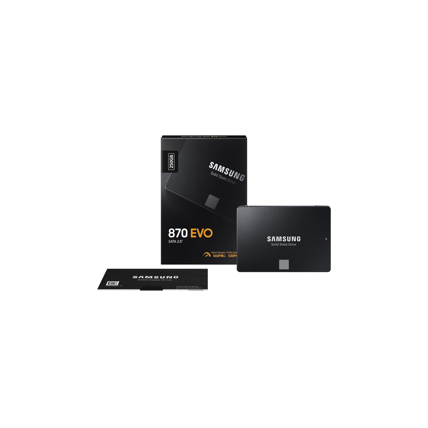 Samsung 870 EVO MZ - 77E250B - verschlüsselt - 250 GB - intern - 2.5" (6.4 c... - 2.5" SATA 6GB/s/V - NAND/MKX/560MB/s read - SSD