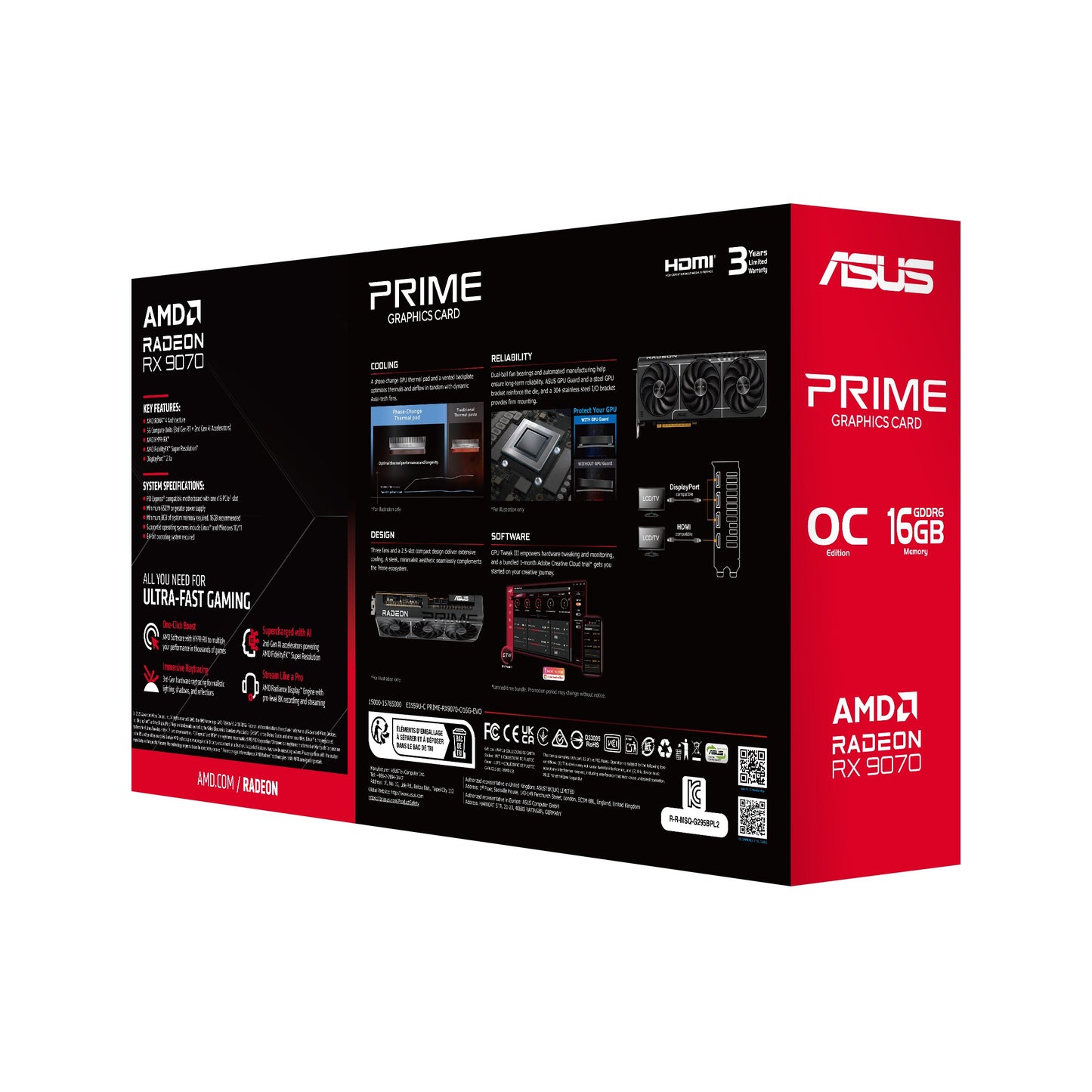 ASUS Prime Rx 9070 OC Evo Gddr6 3xDP 1xHDMI - PCI - Express - Grafikkarte