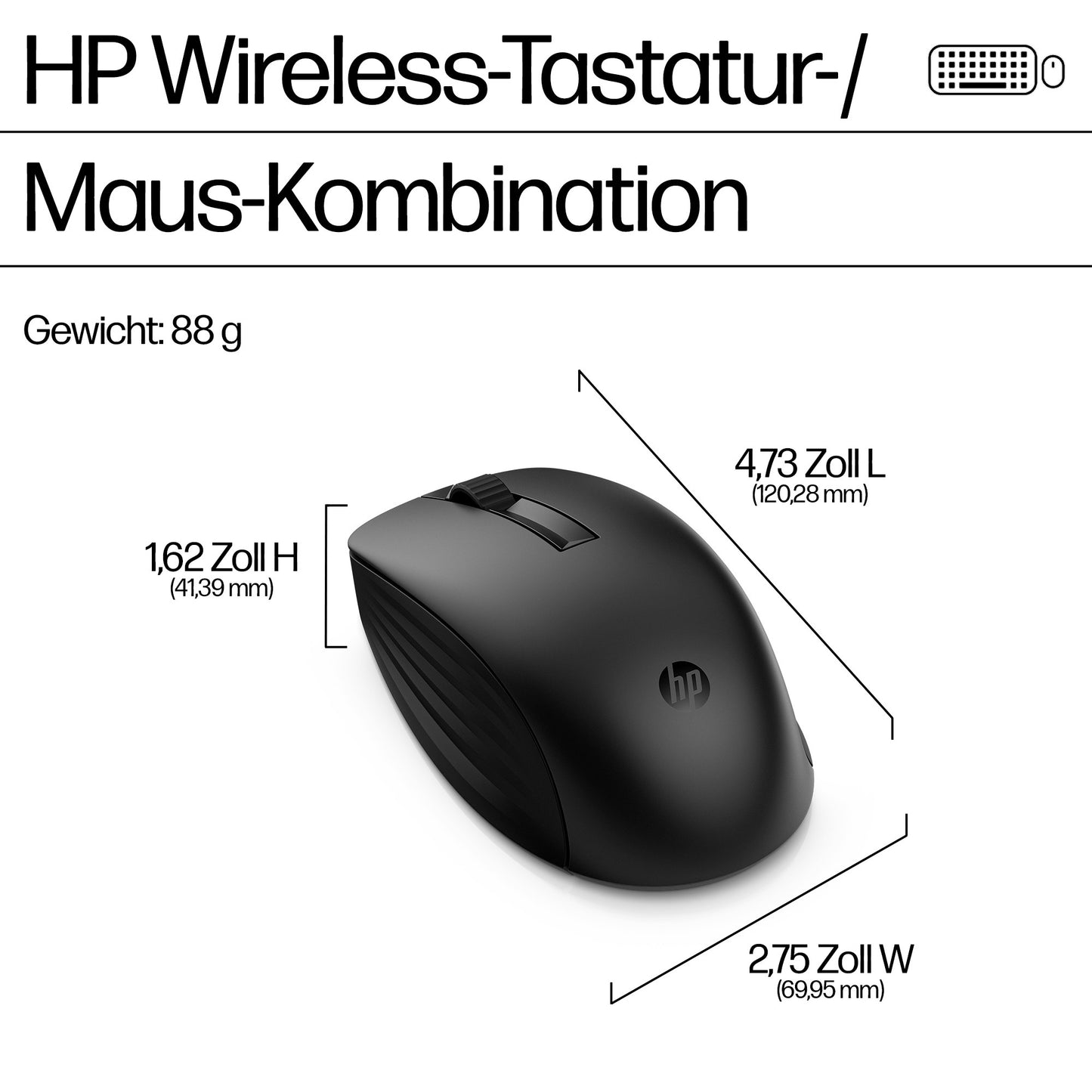 HP 655 Kabellose Tastatur - und Maus - Set - 20 Tasten - Tastatur