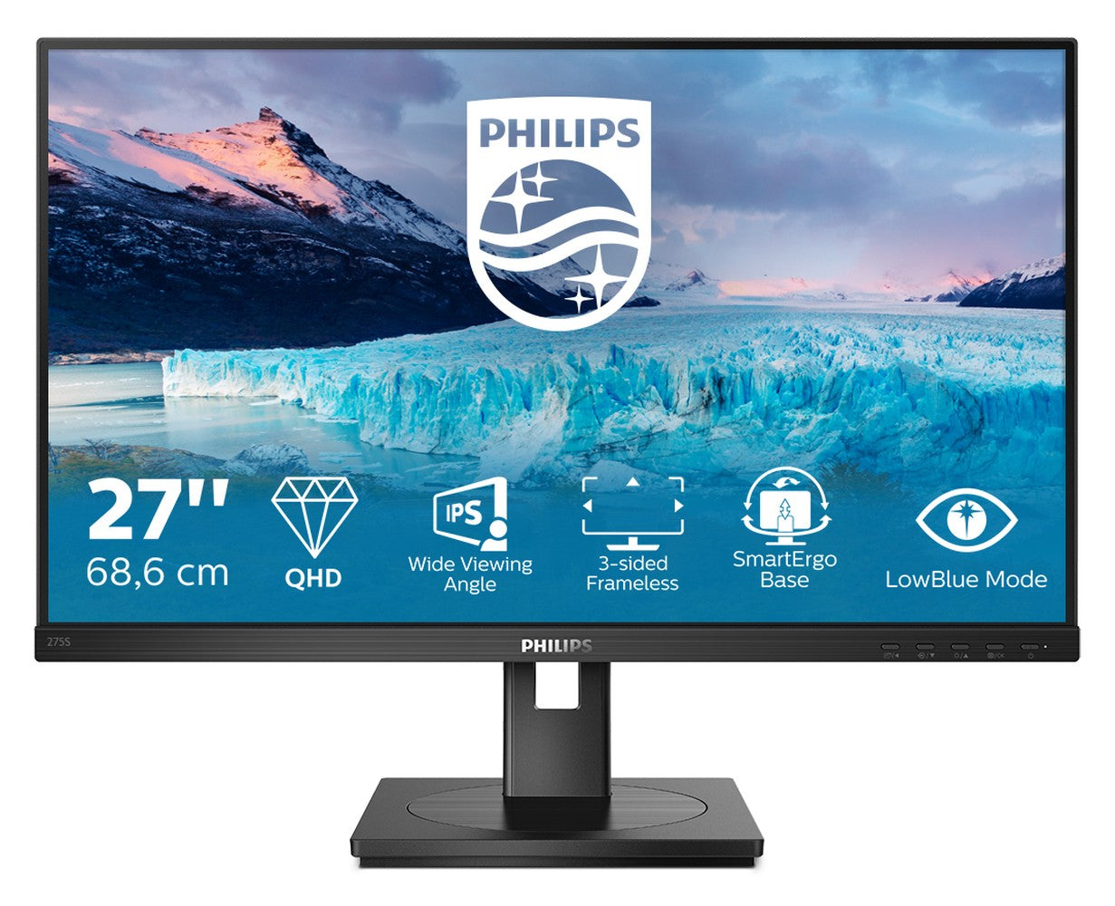 Philips S Line 275S1AE/00 - 68,6 cm (27") - 2560 x 1440 Pixel - 2K Ultra HD - LCD - 4 ms - Schwarz - Monitor