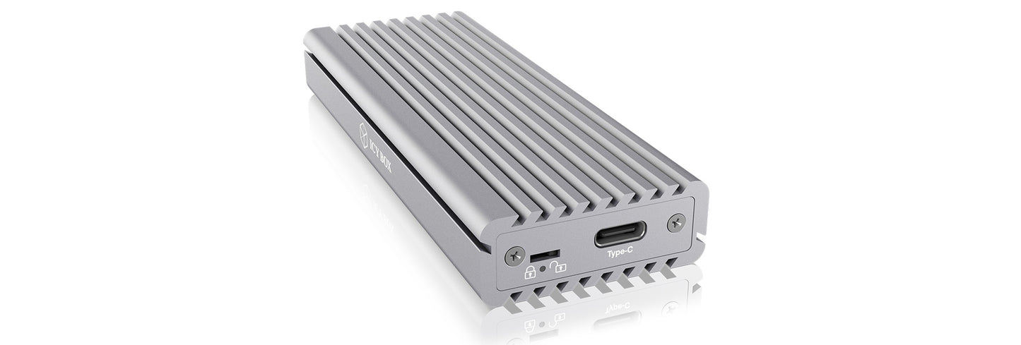 ICY BOX IB - 1817Ma - C31 - Type - C® USB 3.2 Gen 2 zu PCIe NVMe M.2 2230/2242/2260/2280 SSD Gehäuse mit Schreibschutz - SSD - M.2 - PCI Express 3.0 - 10 Gbit/s - USB Anschluss - Silber - Gehäuse