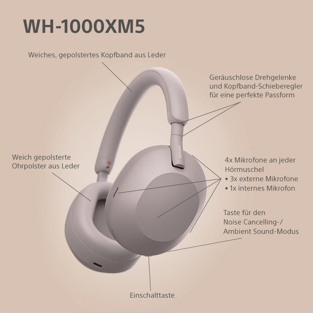 Sony WH - 1000XM5 mit Mikrofon - ohrumschließend - 40 KHz - Kopfhörer