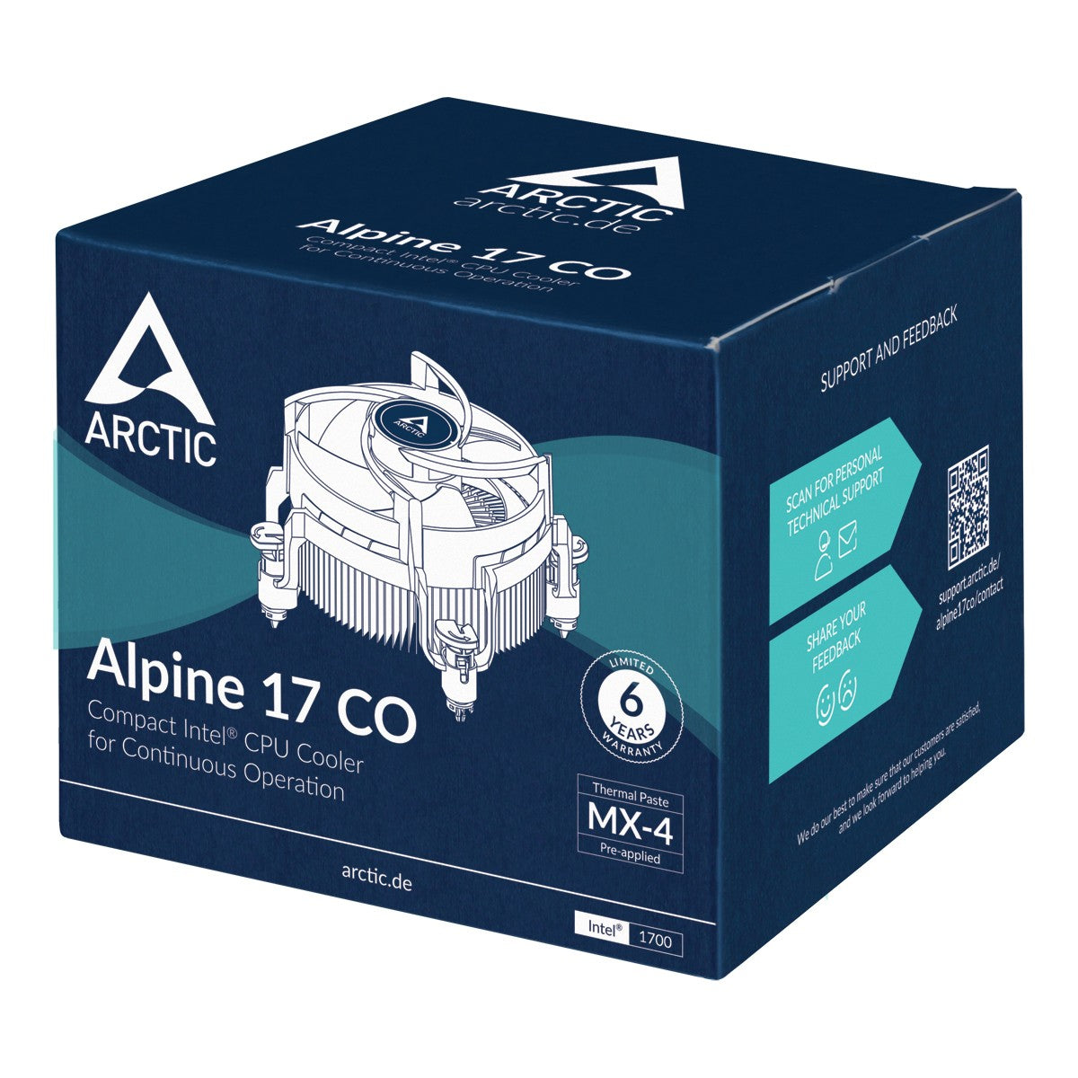 Arctic Alpine 17 CO - Luftkühlung - 9,2 cm - 250 RPM - 2700 RPM - 0,3 Sone - Schwarz - Silber - Kühler