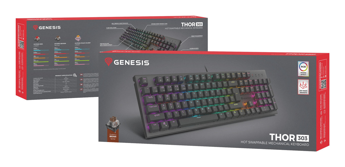 natec Gaming Tastatur Thor 303 brown kabelgeb. DE - Tastatur