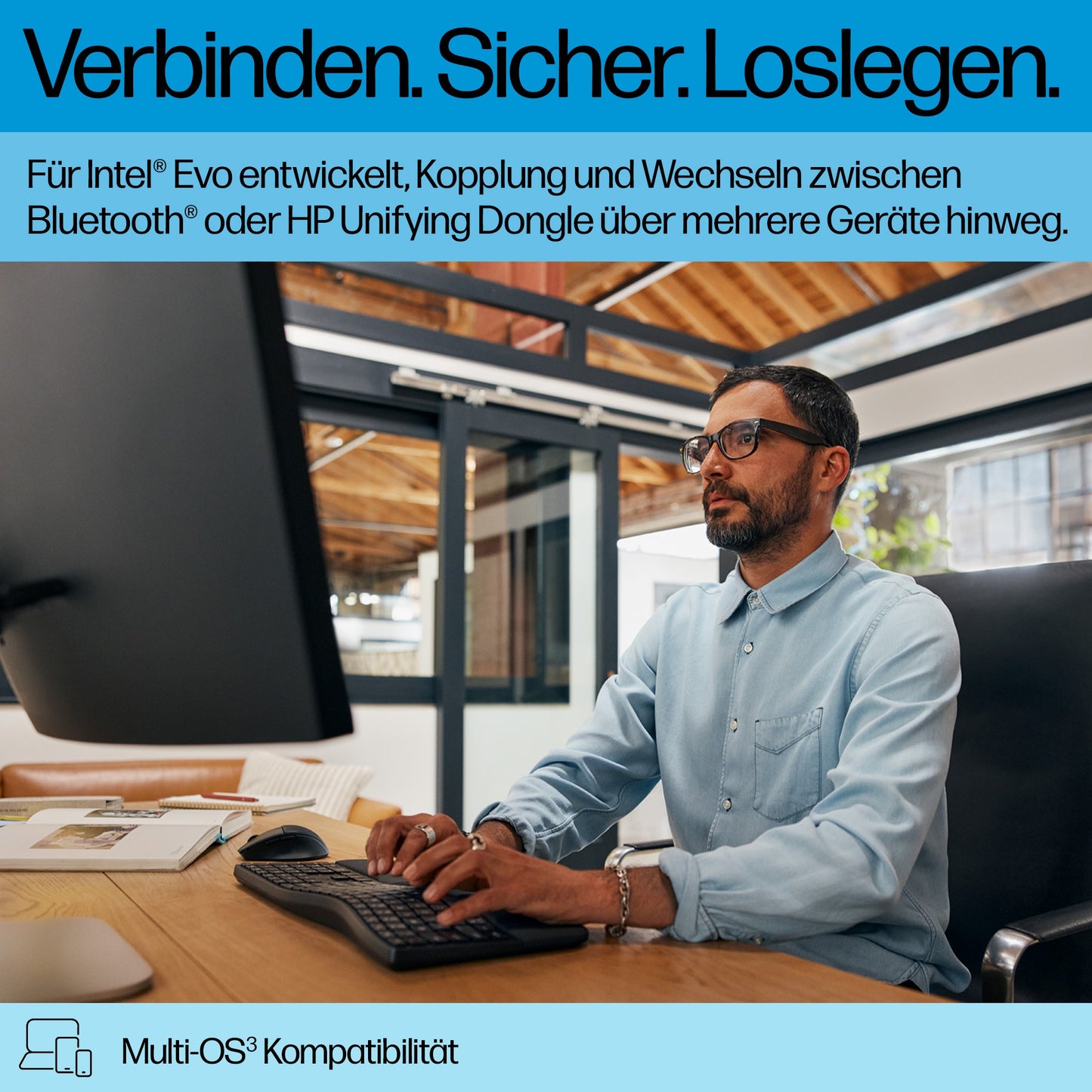 HP 680 Comfort Dual - Mode Keyboard - QWERTZ - Tastatur