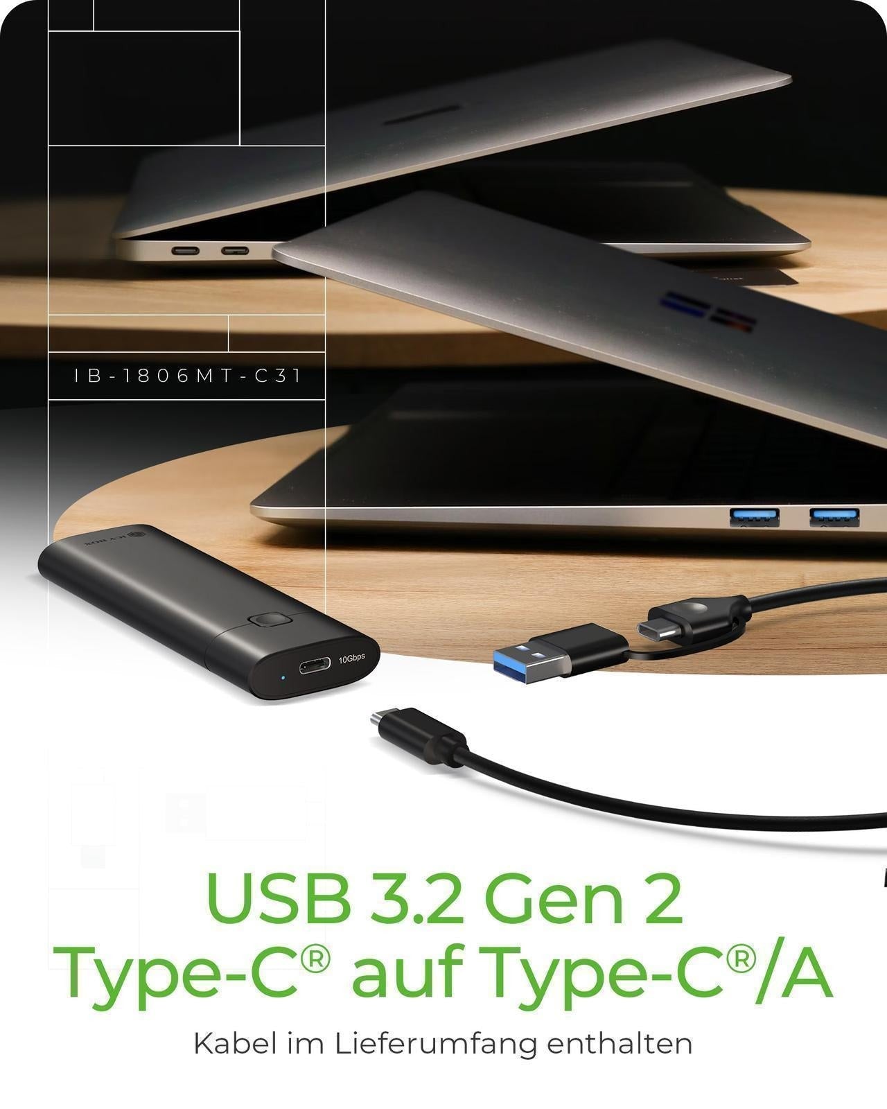 ICY BOX Geh. Spade Case 1806 NVMe M.2 USB 3.2 Gen 2 Type - C - USB 3.0 - Gehäuse