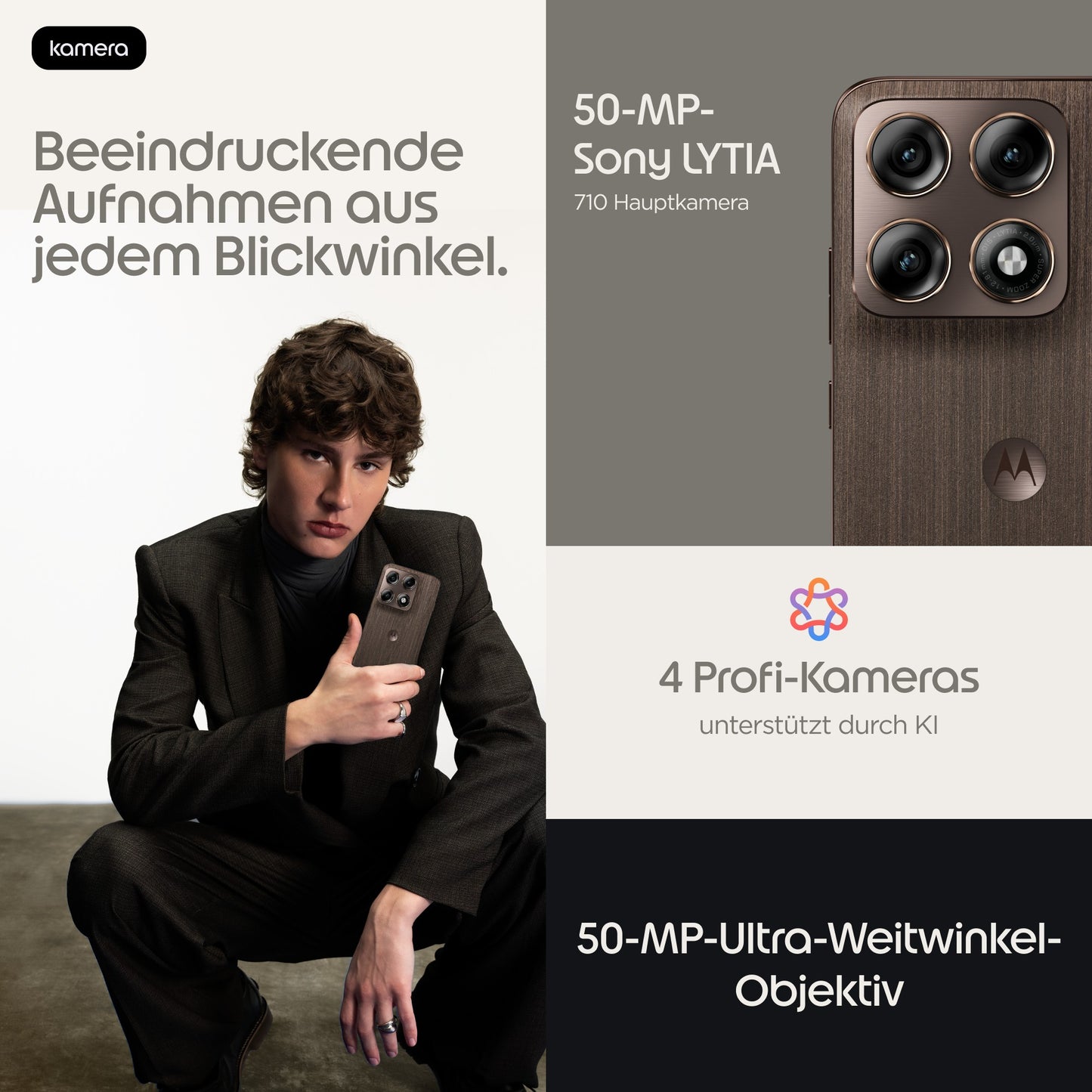 Motorola Solutions edge 70 Pro 8/Android 16 Smartphone Chicory Coffe - 256 GB - Mobiltelefon
