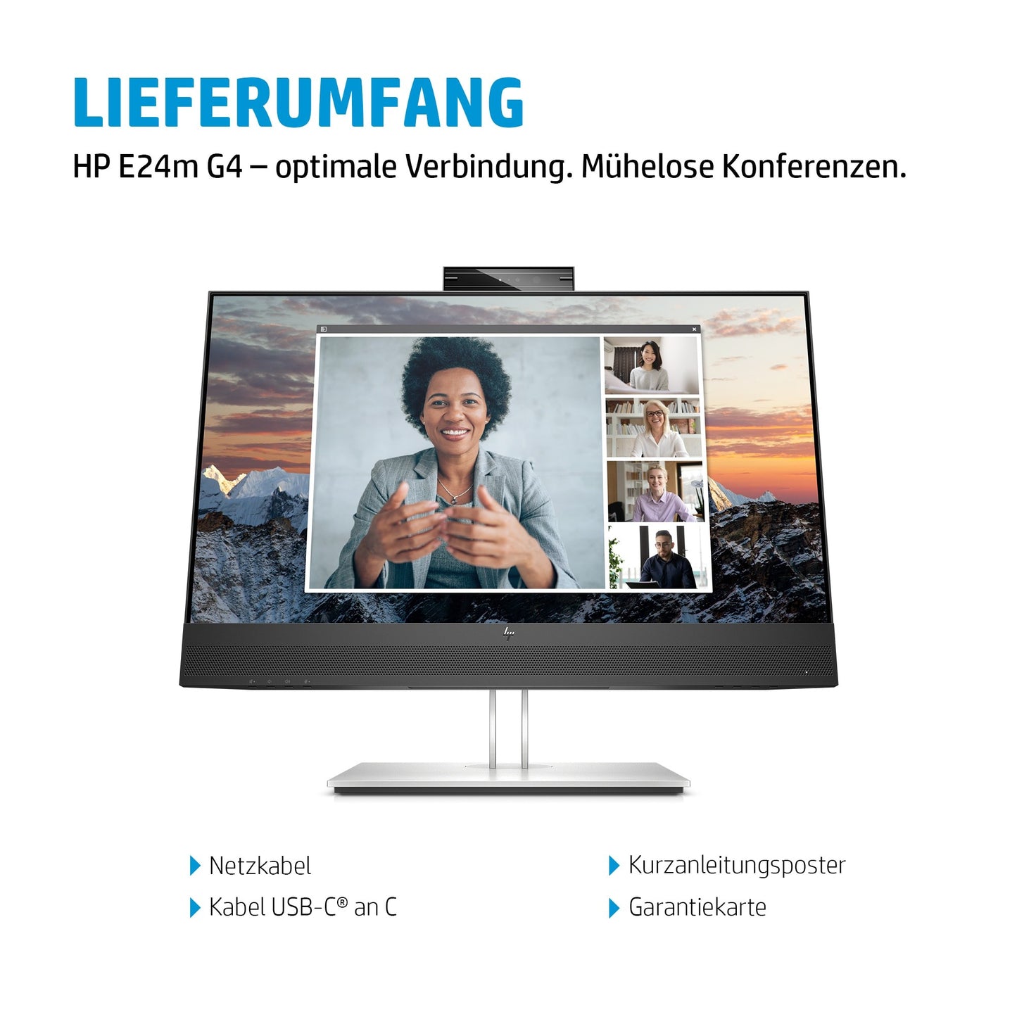 HP E24m G4 FHD USB - C Conferencing Monitor - 60,5 cm (23.8") - 1920 x 1080 Pixel - Full HD - LCD - 5 ms - Schwarz - Monitor